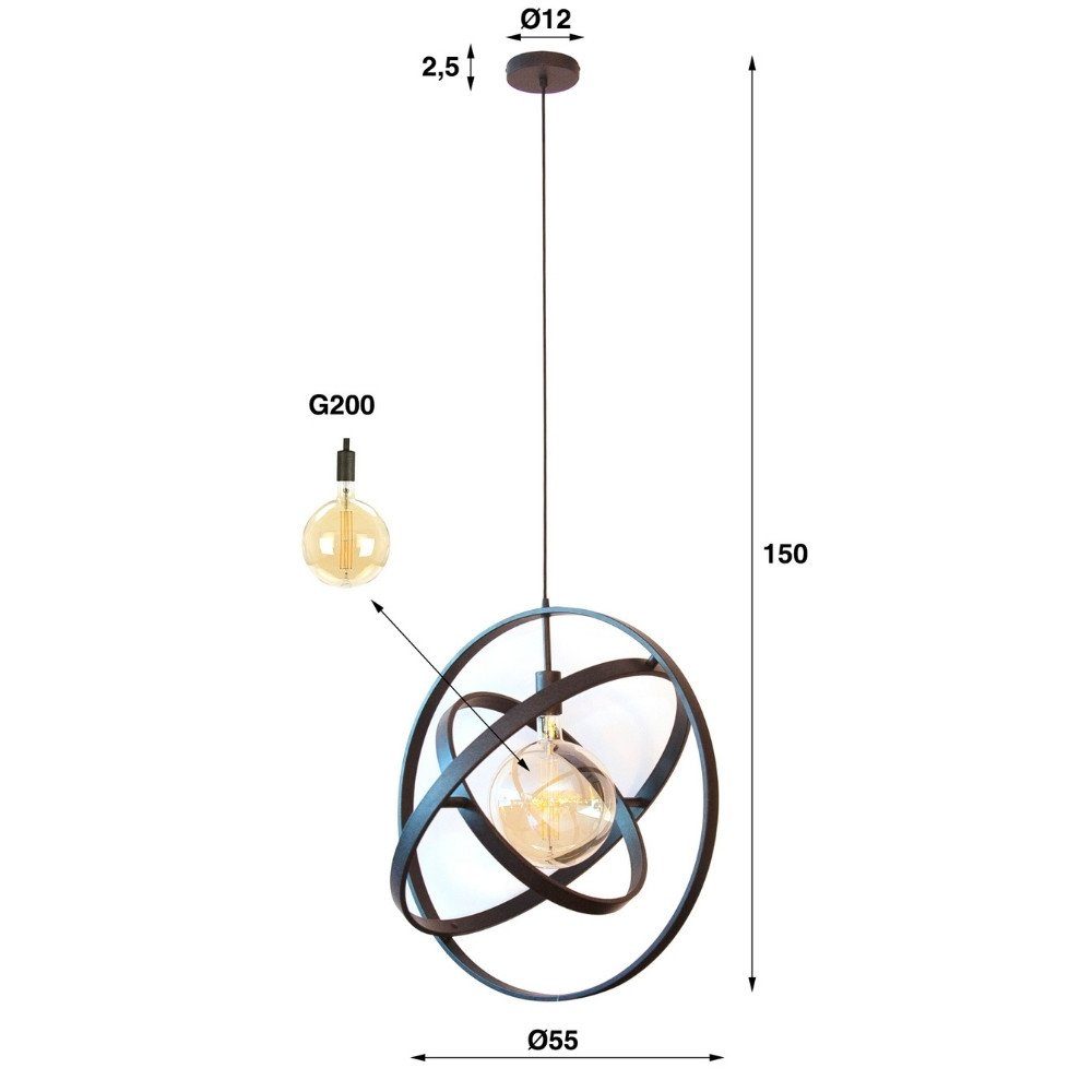 Angabe, warmweiss, Pendelleuchte E27 Kaj in 1-flammig, Pendelleuchte Nein, famlights Leuchtmittel Hängeleuchte, Hängeleuchte, Altsilber Pendellampe, keine enthalten: