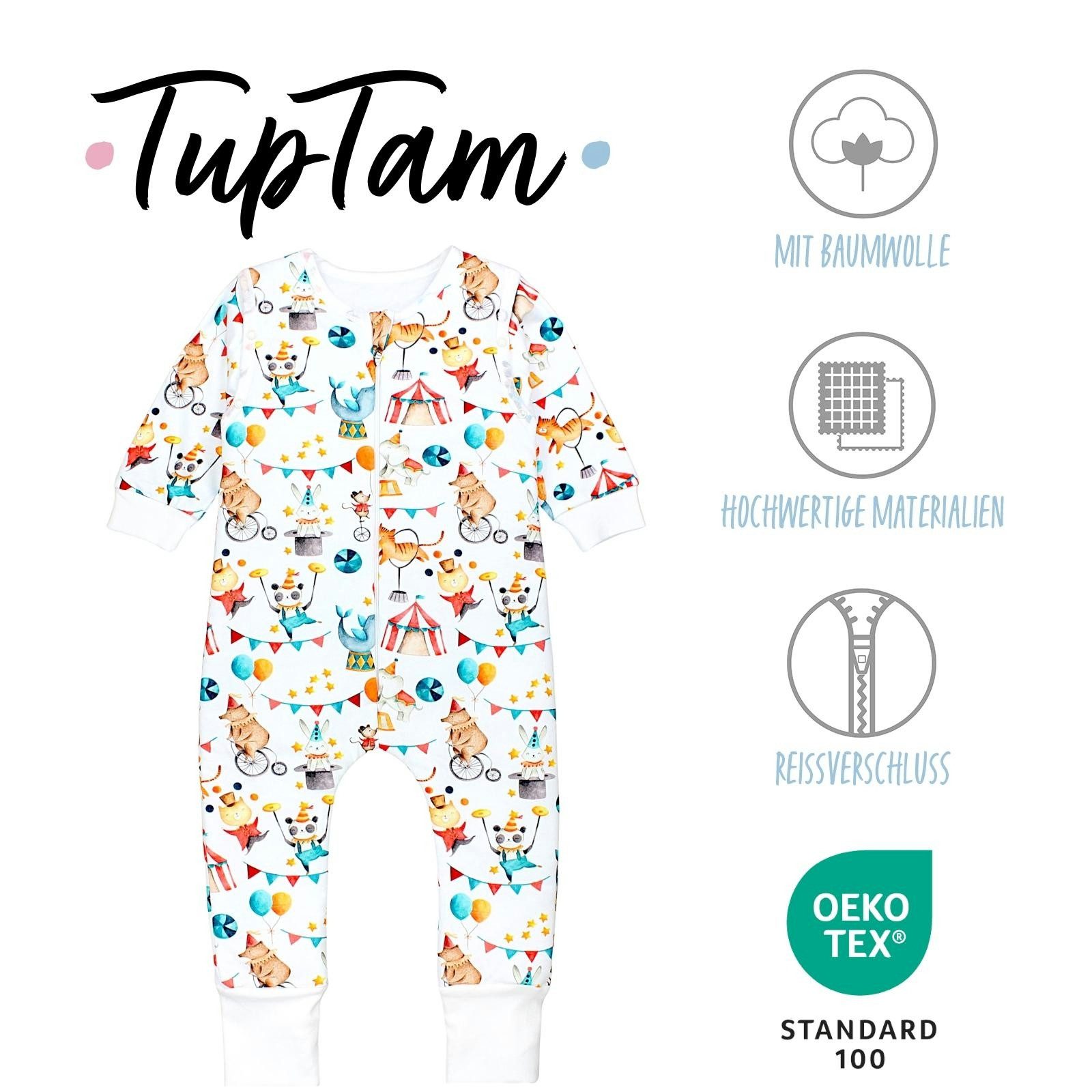 TupTam Babyschlafsack 2.5 TOG Schlafsack BIO-Baumwolle mit Beinen und Ärmeln Herbst Winter – Bild 2 von 5
