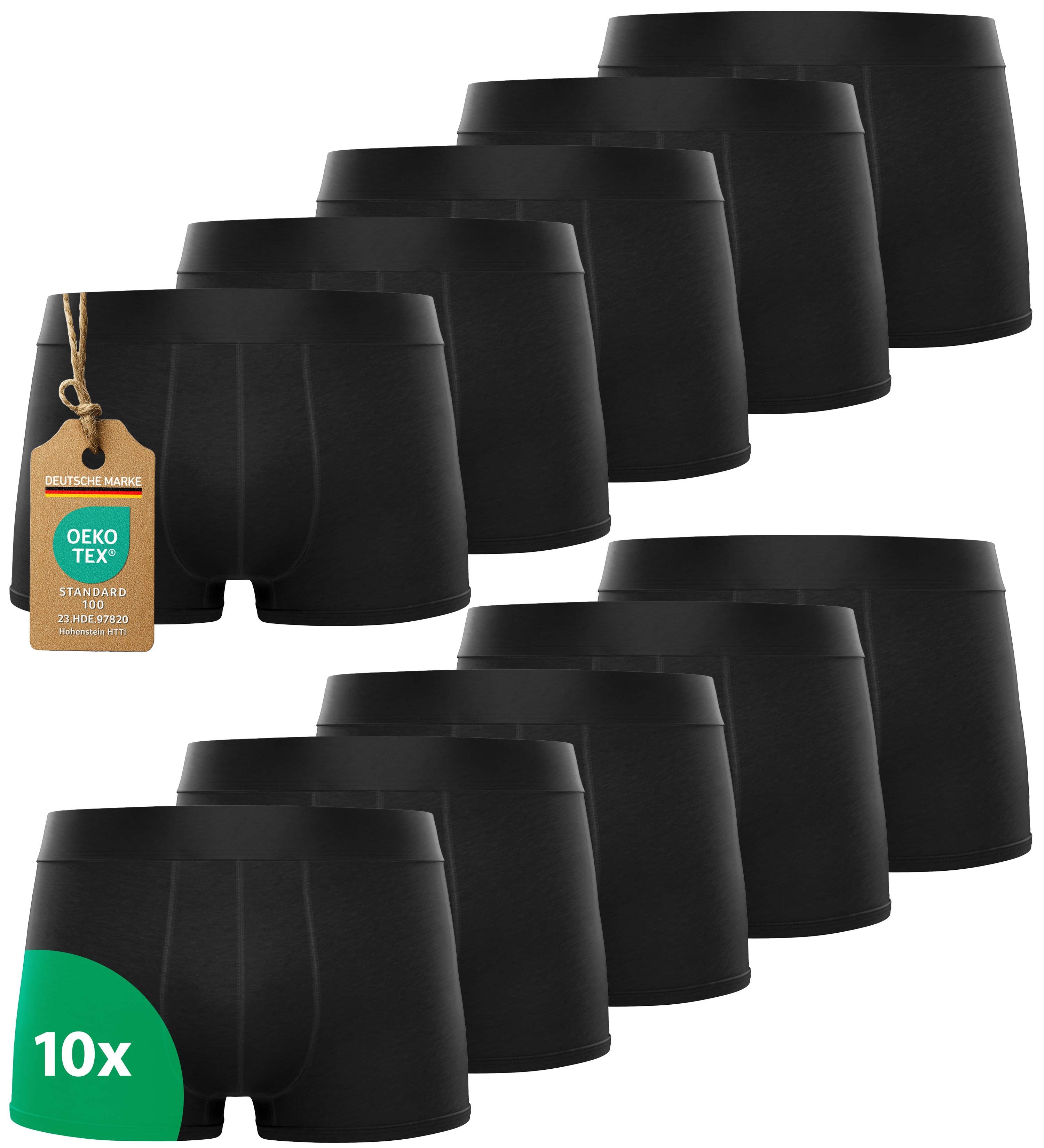 Kemes Boxershorts Herren 10er Pack schwarz Baumwolle Unterhose Unterwäsche Boxershorts (Set, 10er Pack) kein kratzendes Etikett