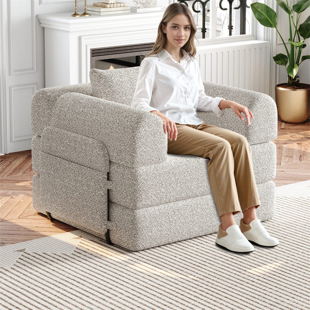 OKWISH Schlafsofa Modernes Chenille-Sofa 2-in-1, mit integriertem Stauraum – mit stabilen Metallrahmen & flexiblem Design für individuelle Raumgestaltung 1 Teile, mit Relaxfunktion