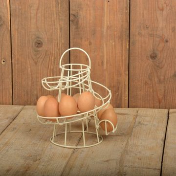 Linoows Eierbecher Eierständer, Eierkorb, Eier Rondell, Eierhalter, Eierstativ in Antikweiß