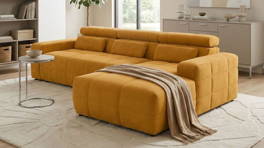 OTTO home Ecksofa Ballerup 235 x 175 cm, auch mit verstellbarer Sitztiefe, Kopfteile verstellbar, aus pflegeleichtem, weichem Bezugsstoff, L-Form
