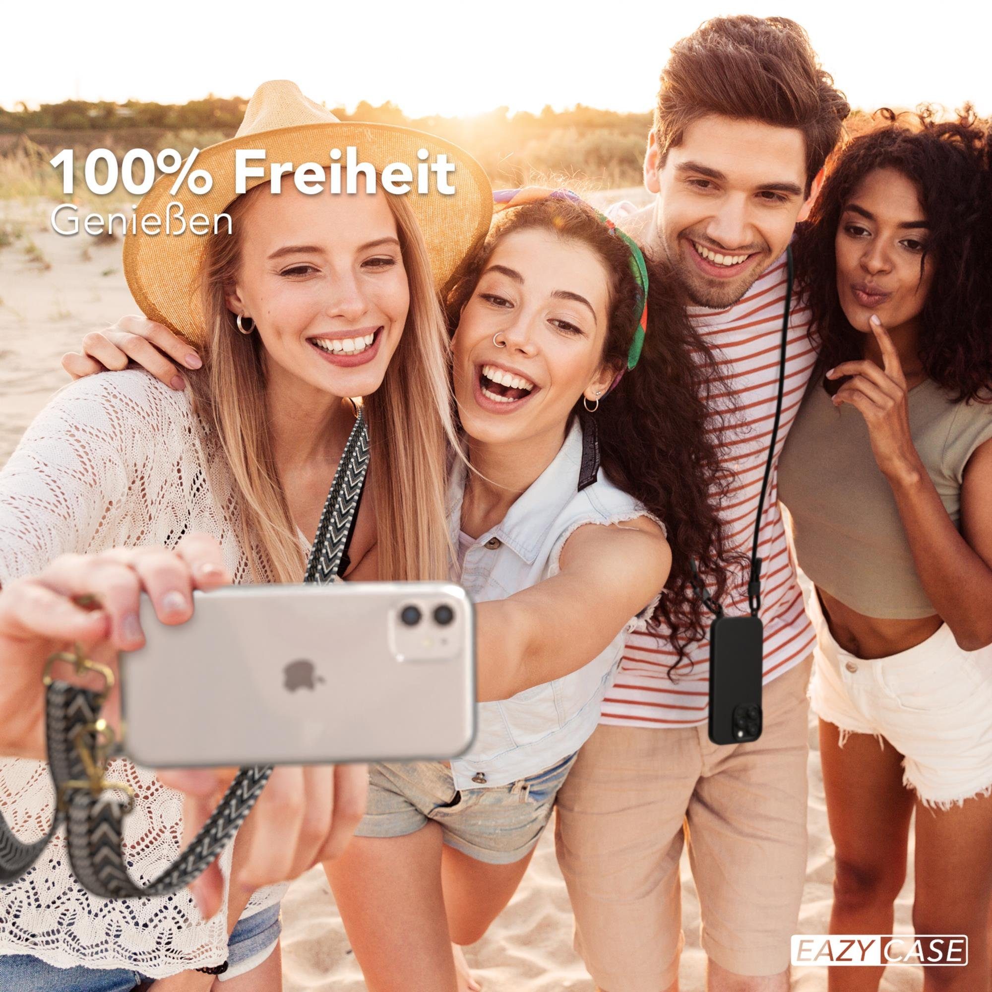 EAZY CASE Handykette Boho Umhängeband für Apple iPhone 11 6,1 Zoll, Cross Bag Handytaschenband Smartphonekette Schultertasche Schwarz