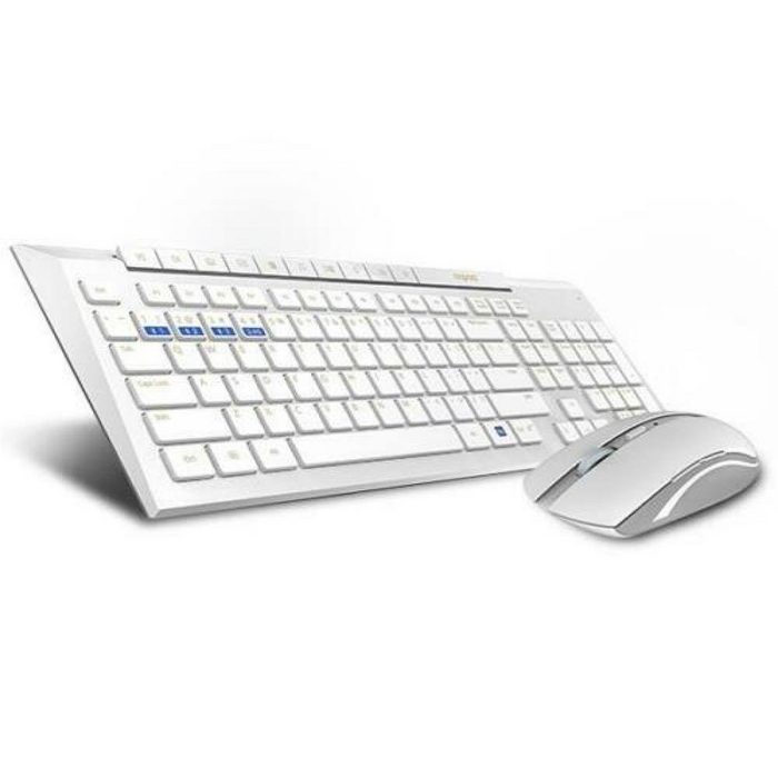 Rapoo 8200M Tastatur- und Maus-Set Wireless Tastatur und Maus Set drahtloses kabelloses Desktop-Set deutsches Layout QWERTZ HD-Sensor 1.600 DPI weiß