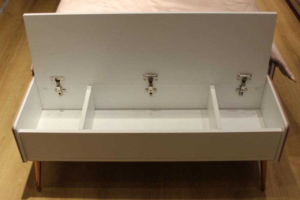 JVmoebel Bettbank Moderne Sitzbank in Weiß mit Stauraum und Holzfüßen (1-St), Made in Europa