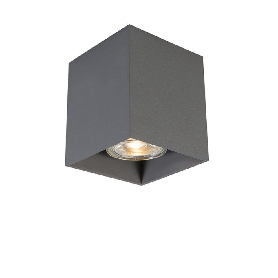 Qazqa LED Aufbaustrahler Qubo, ohne Leuchtmittel, GU10, Grau, Modern, Aluminium, 1-flammig