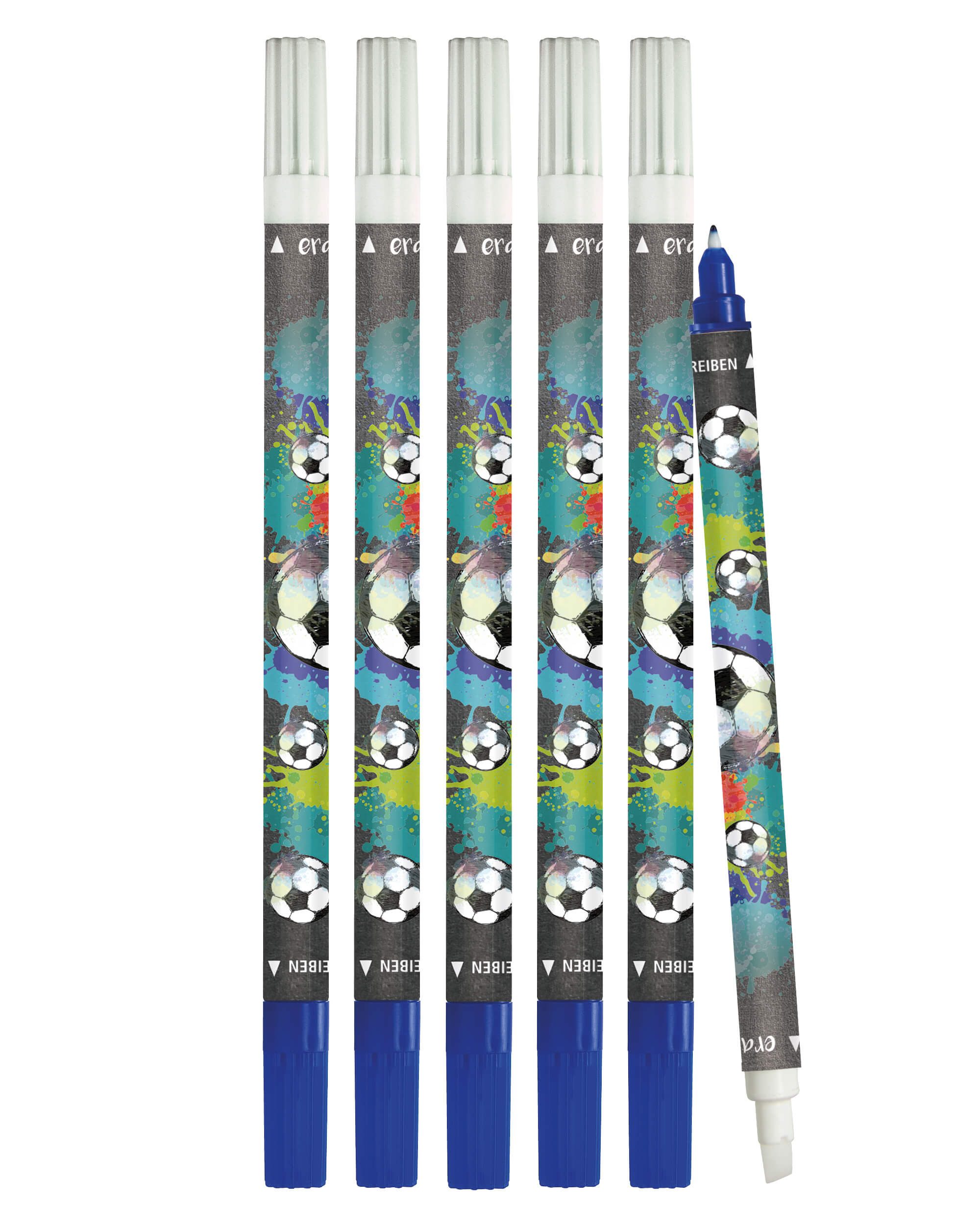 Online Pen Tintenkiller Tintenlöscher, (6x Tintenlöscher), cooles Fußballmotiv, hergestellt in Österreich