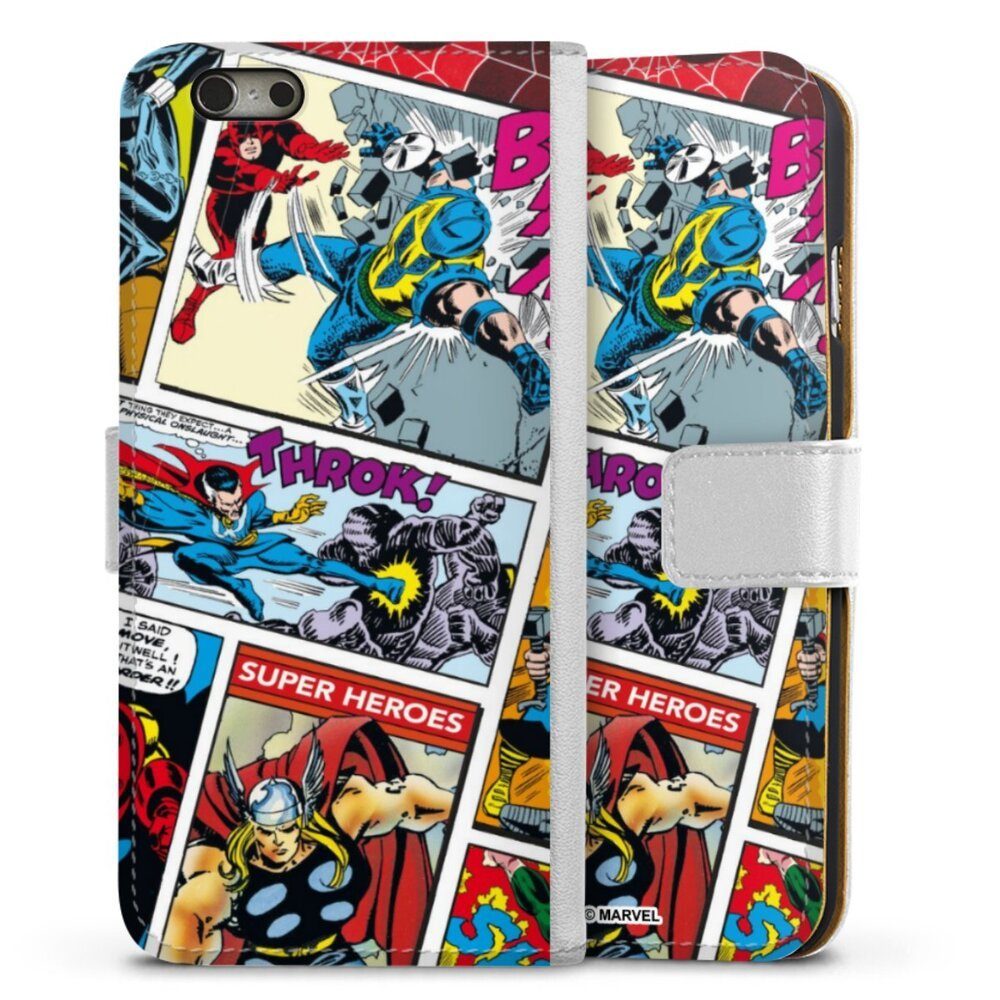 DeinDesign Handyhülle Marvel Retro Comic Blue, Apple iPhone 6s Hülle Handy Flip Case Wallet Cover Handytasche Leder