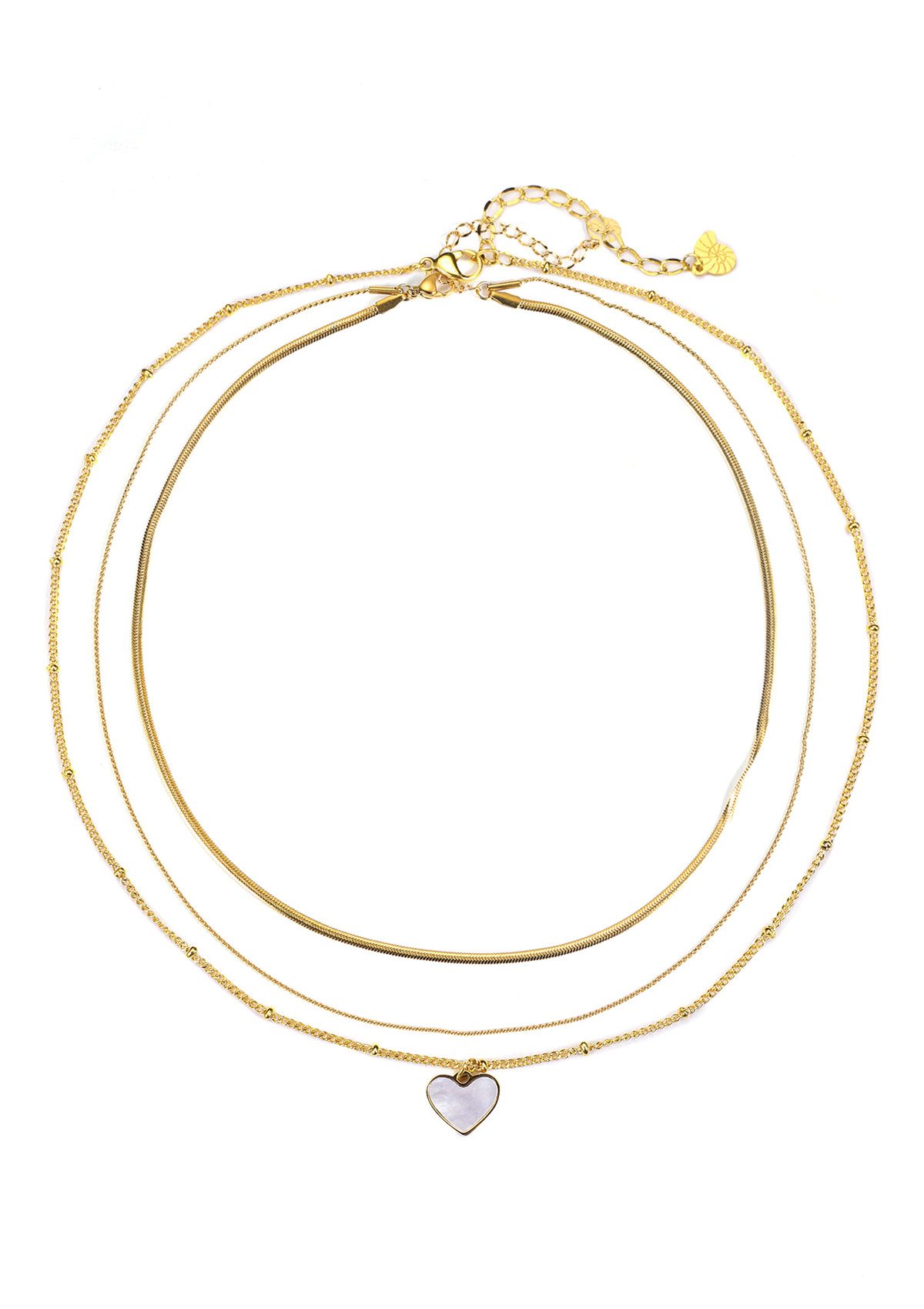 Hey Happiness Edelstahlketten-Set Damen Layer, 2er Set Herz Anhänger 18K Ro günstig online kaufen