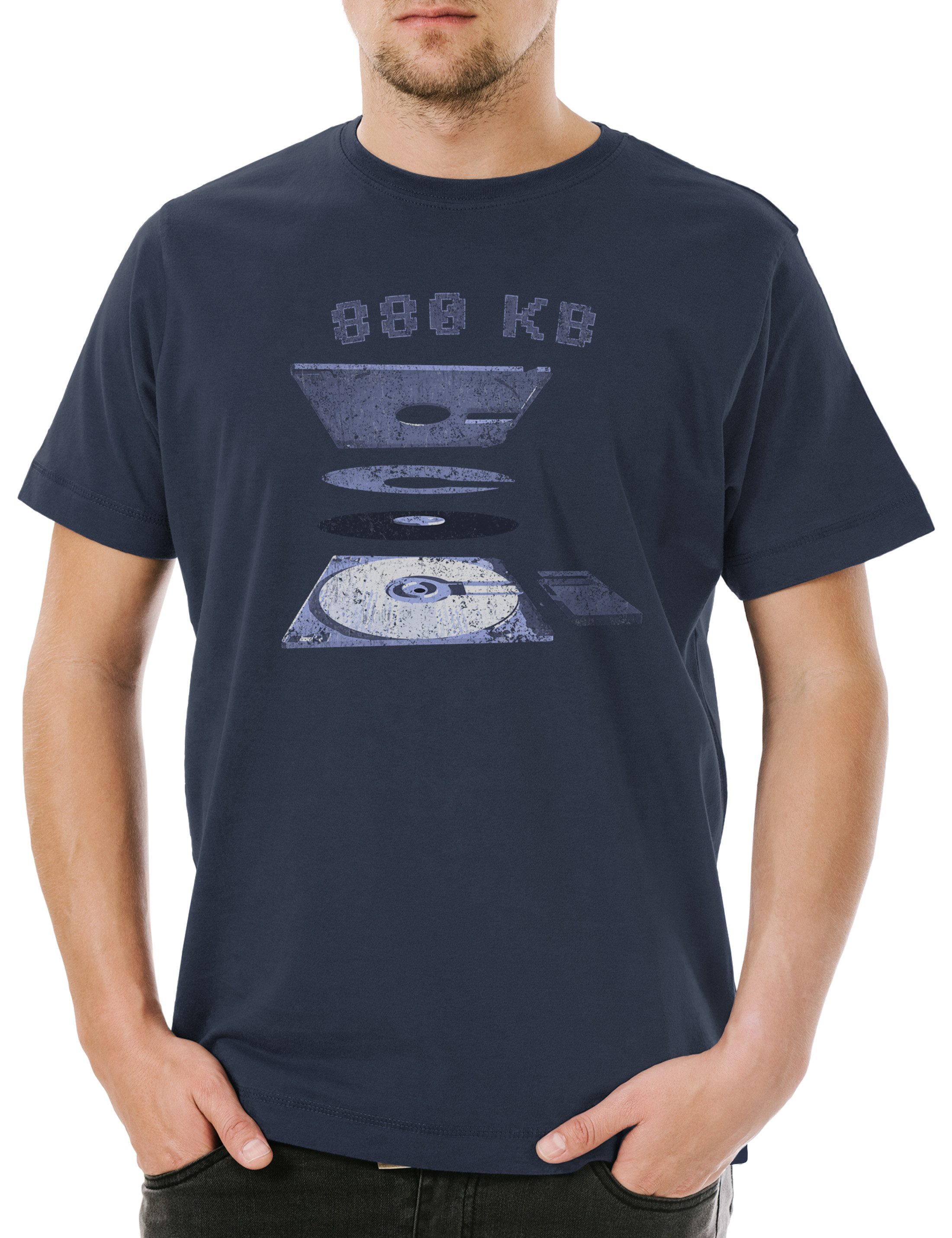 Print-Shirt Explosion 3.5 Floppy Disk Herren T-Shirt Retro Computer Commodore PC
