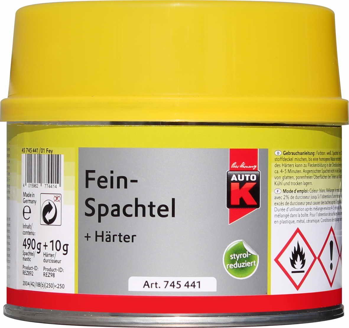 Auto-K Breitspachtel Auto-K Feinspachtel + Härter 500g
