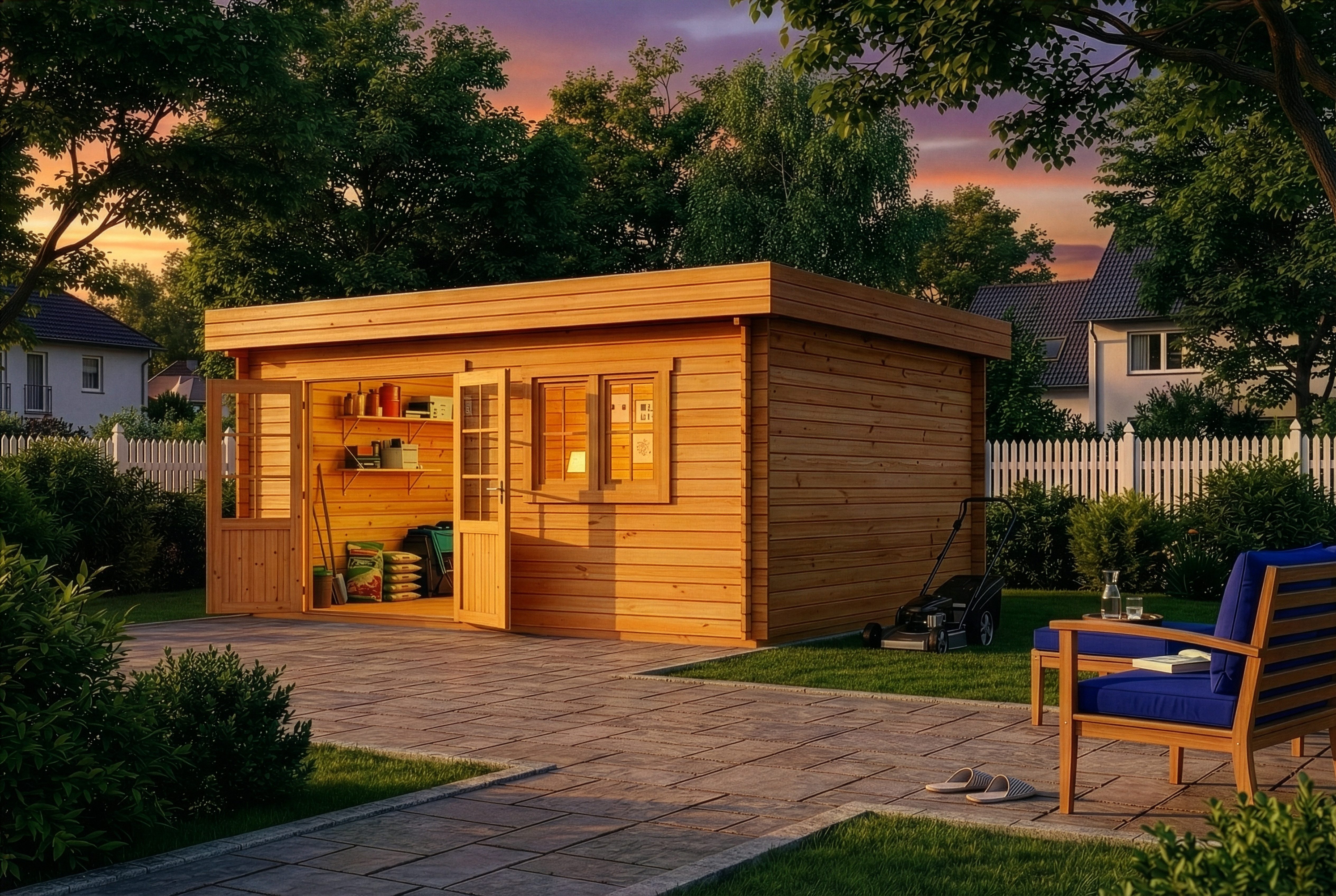 Alpholz Gartenhaus Holz Spree B, BxT: 520x420 cm, in Imprägniert (Pinie) mit 28mm Wandstärke