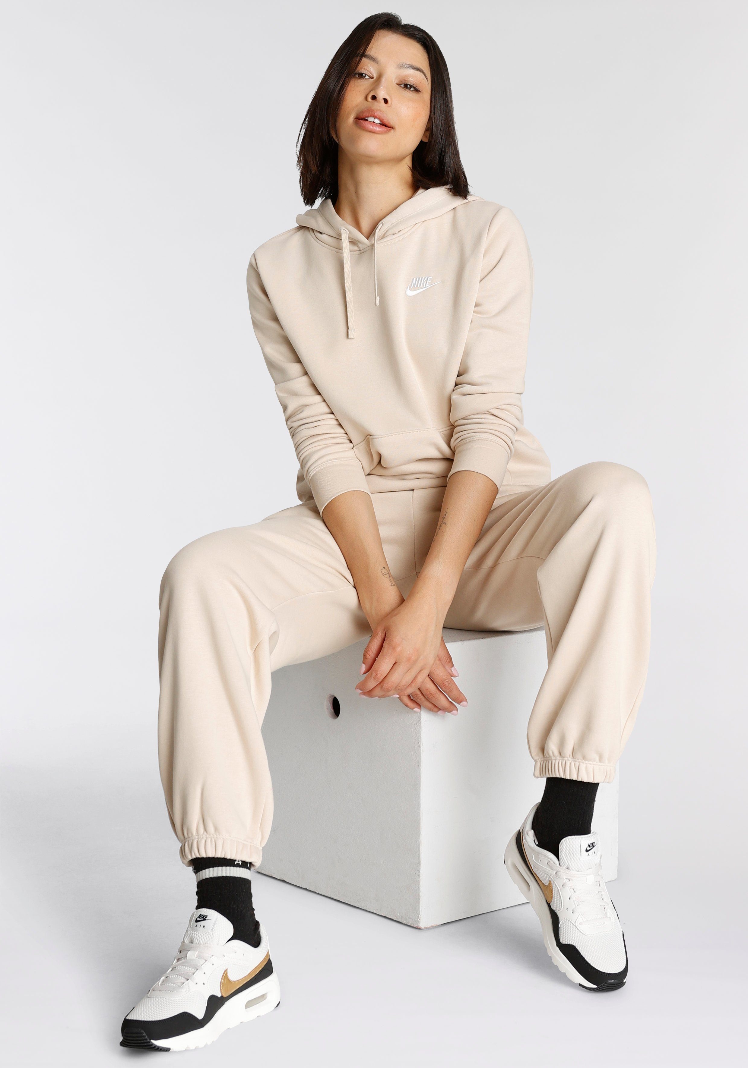 SANDDRIFT/WHITE HOODIE PULLOVER FLEECE Nike WOMEN'S CLUB Sportswear Kapuzensweatshirt