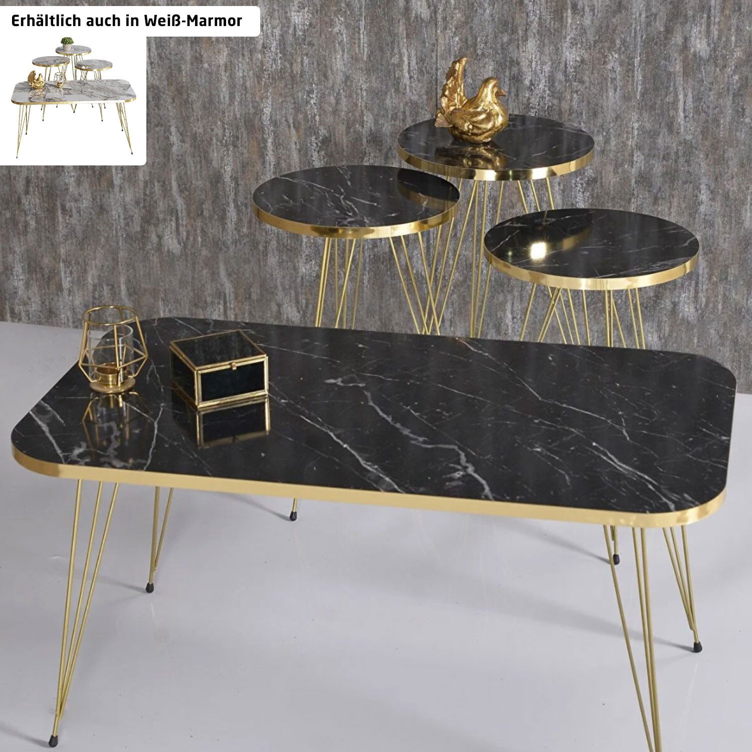 Jungengel Couchtisch Luxus Marmoroptik Stehtisch Beistelltisch günstig online kaufen