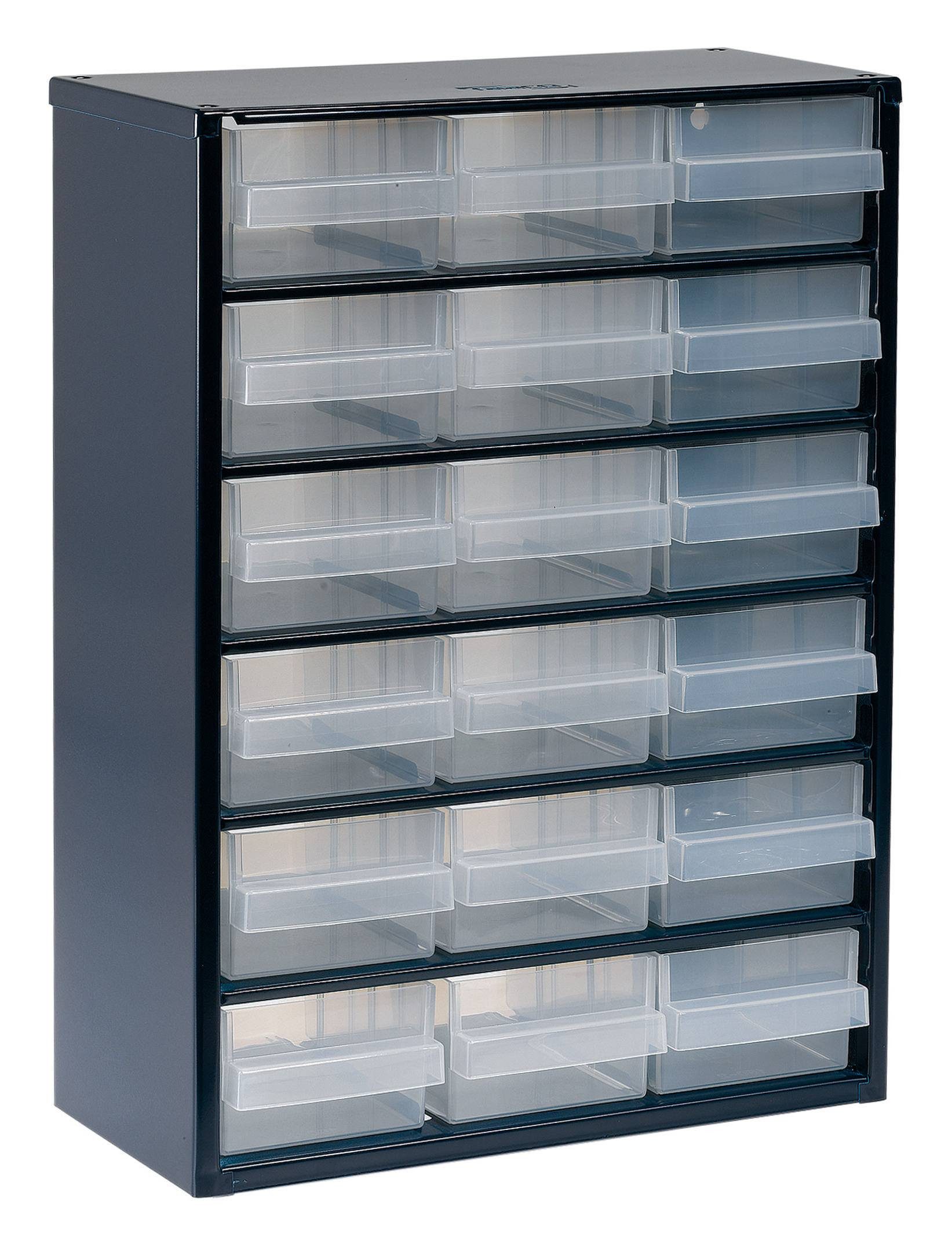 raaco Kleinteilemagazin, Schubladen-Magazin mit 18 Laden Typ 150-02 blau