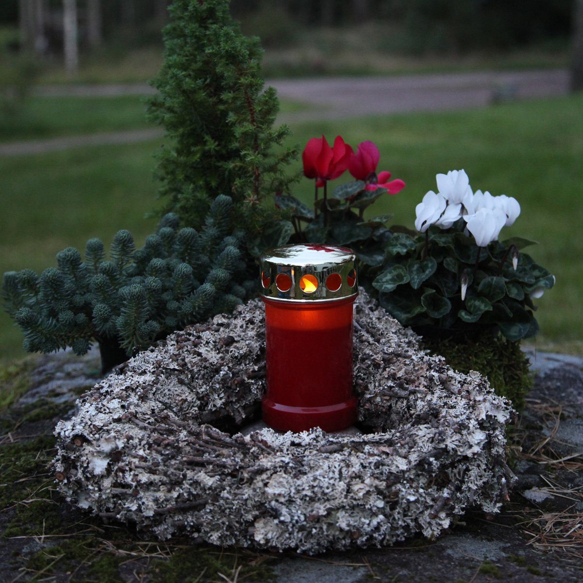 MARELIDA LED-Kerze LED Grablicht Grabkerze Grableuchte gel bflackernd 1200h günstig online kaufen