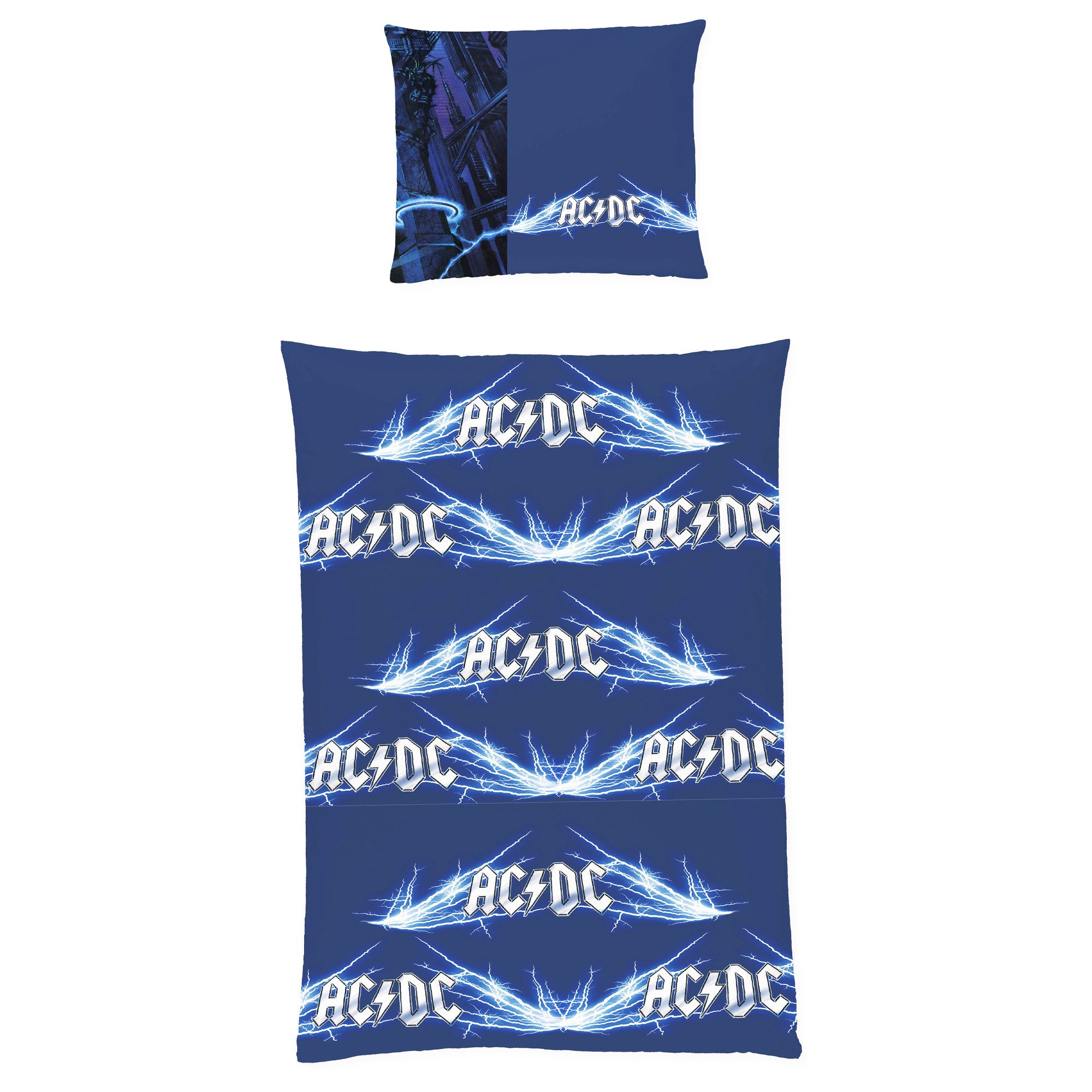 BERONAGE Wendebettwäsche ACDC Ballbreaker Bettwäsche Linon / Renforcé, 100% Baumwolle, 2 teilig, 135x200 + 80x80 cm