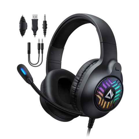 NAIPO Kopfhörer (RGB Gaming Headset 50mm Treiber mit Geräuschunterdrückung)