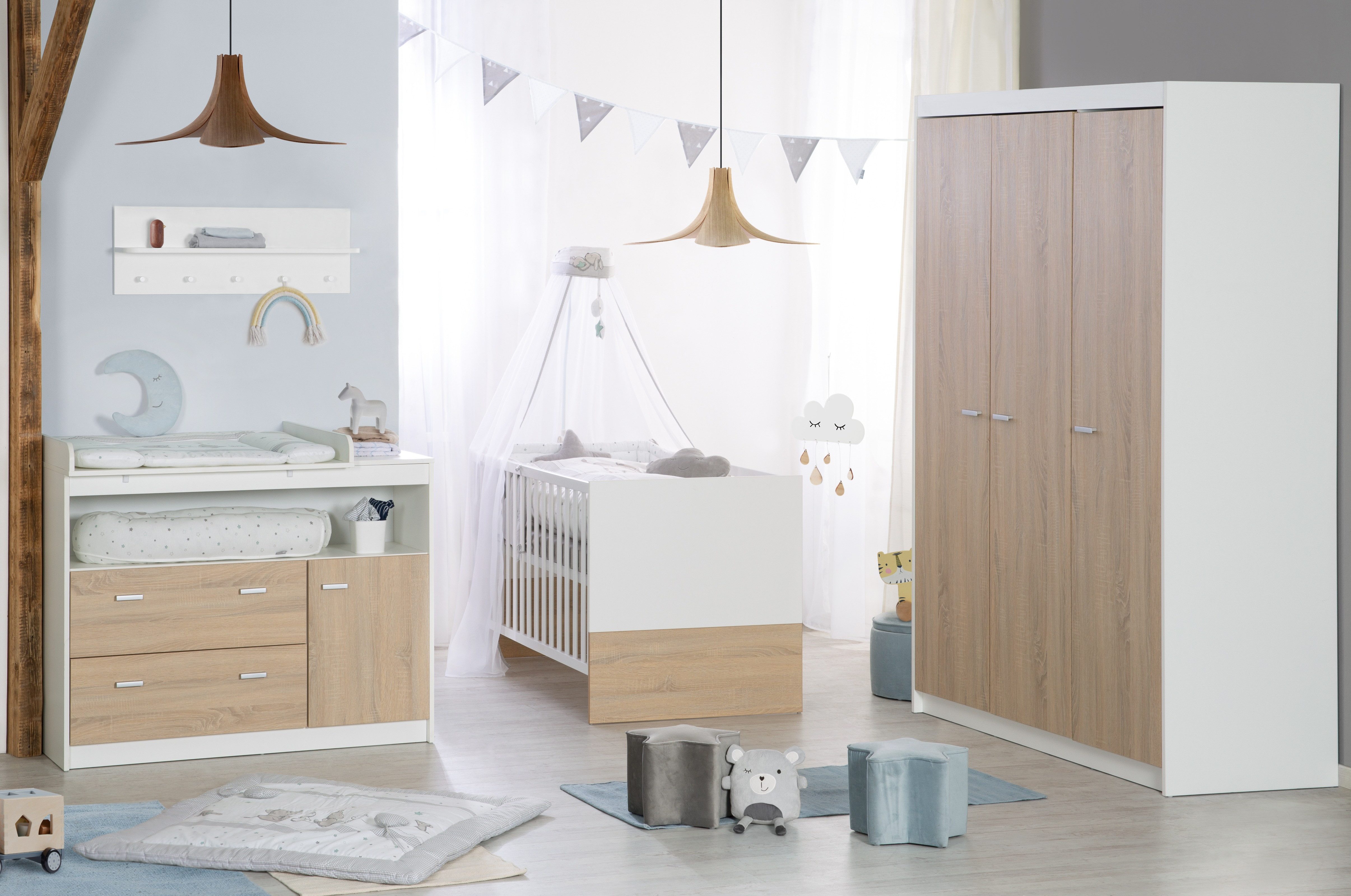 roba® Babyzimmer-Komplettset Gabriella 3-teilig - Aus Holz - Bicolor - Weiß günstig online kaufen