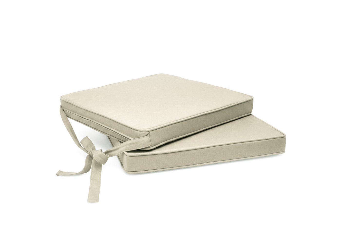 Beautissu Stuhlkissen 2er Set Loft SK Stuhlkissen Natur, 45x40x5cm, Stuhlpolster mit Bändern Sitzkissen für Stühle, rutschfest