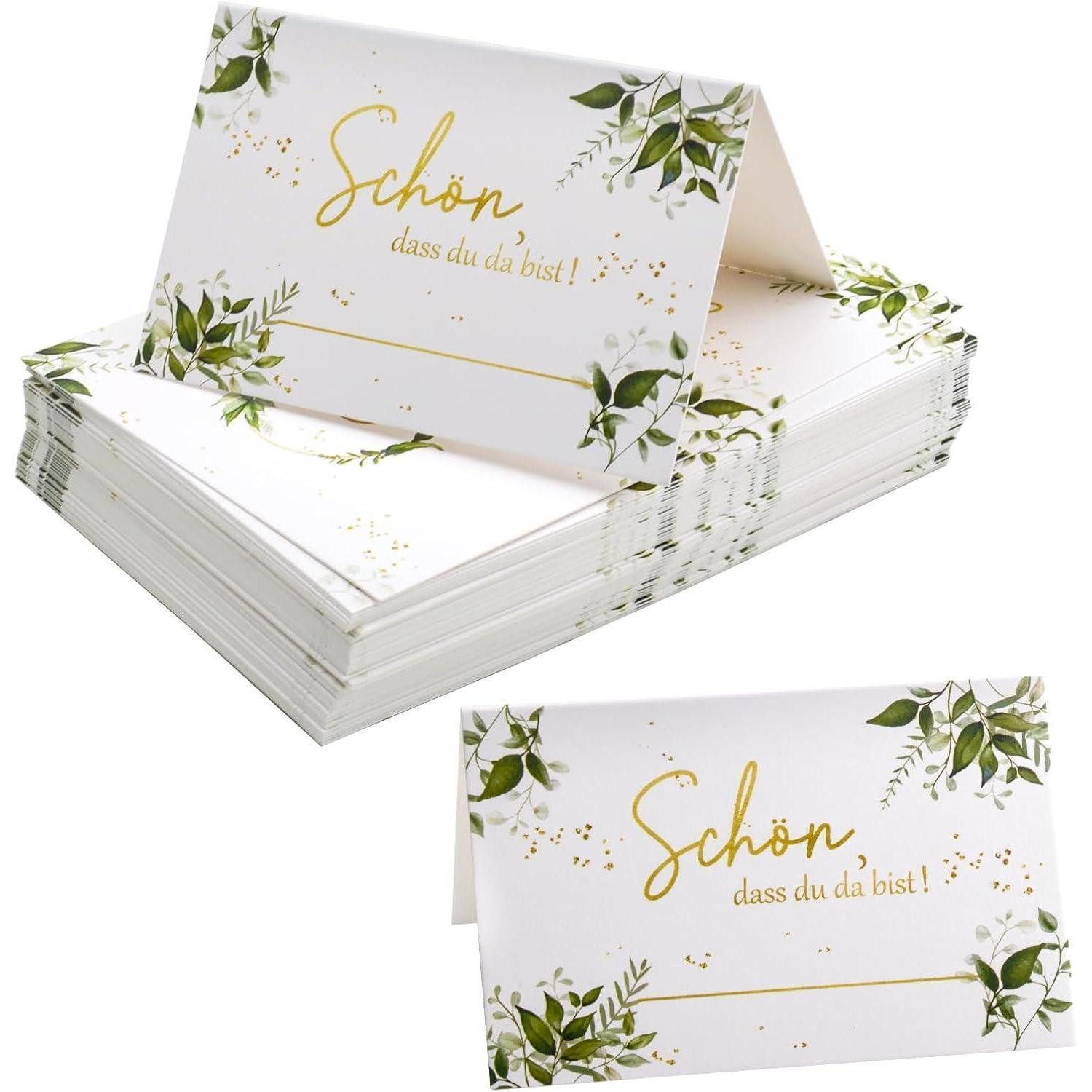 LuxusKollektion Hochzeitskarte Hochzeitsdeko Kommuniondeko Eukalyptus Tischkarten 50 Stck Namenkarten