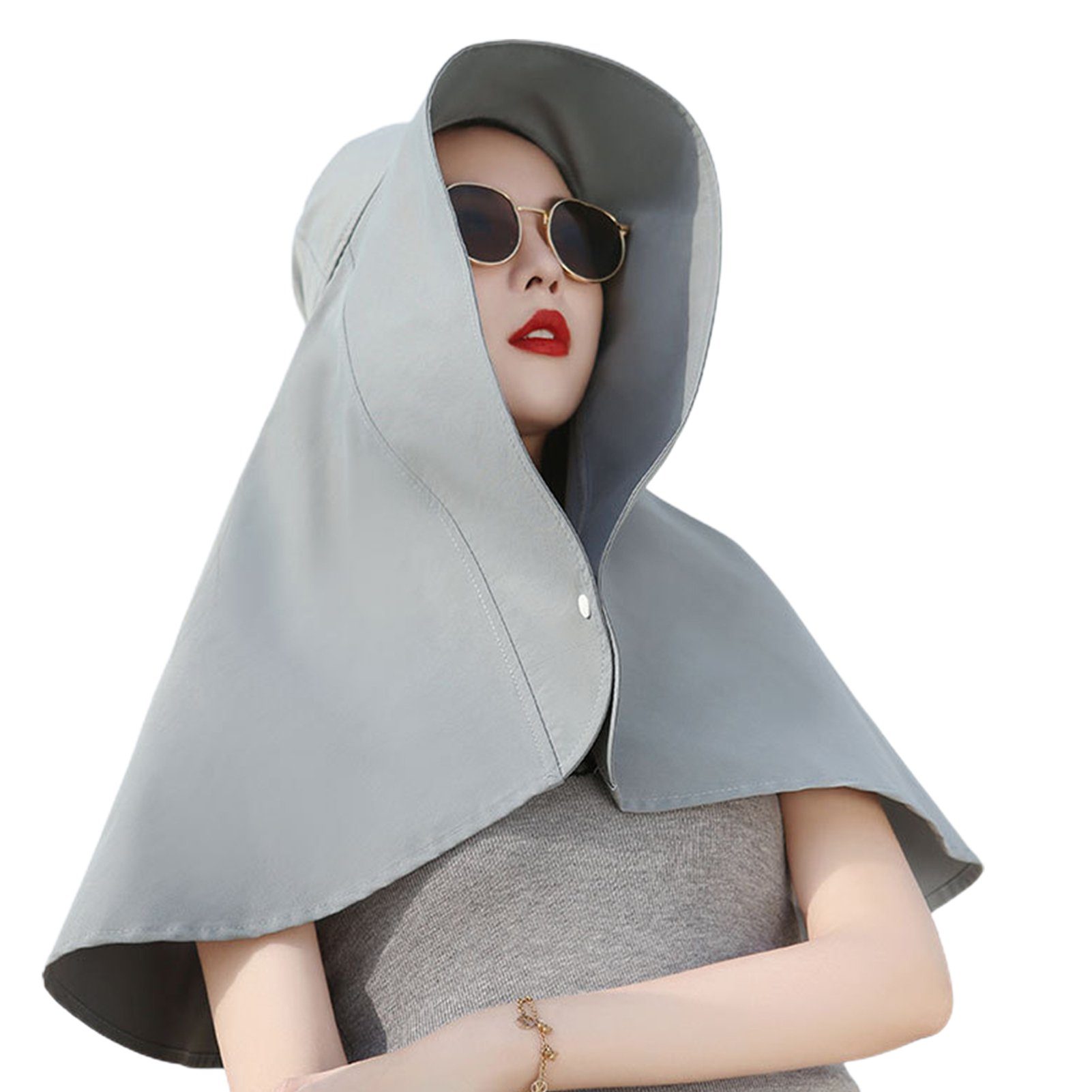 Eimer Abdeckung Mode Blusmart Schal Sonnenhut Gesicht Hut Damen Sommer Sonnenschutz grau