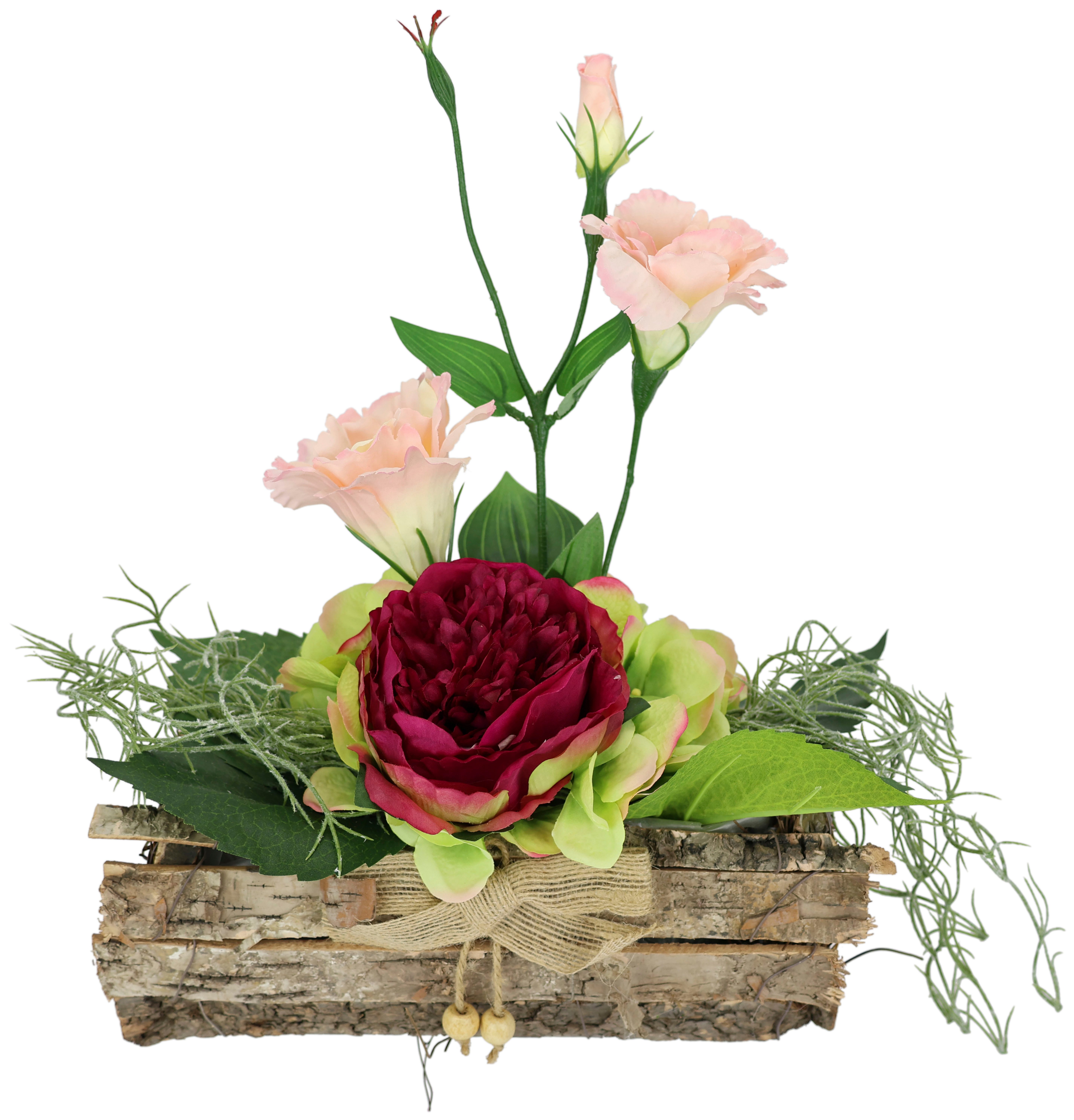 Kunstpflanze Gesteck Rose in Schale Rose, I.GE.A., Höhe 25 cm günstig online kaufen