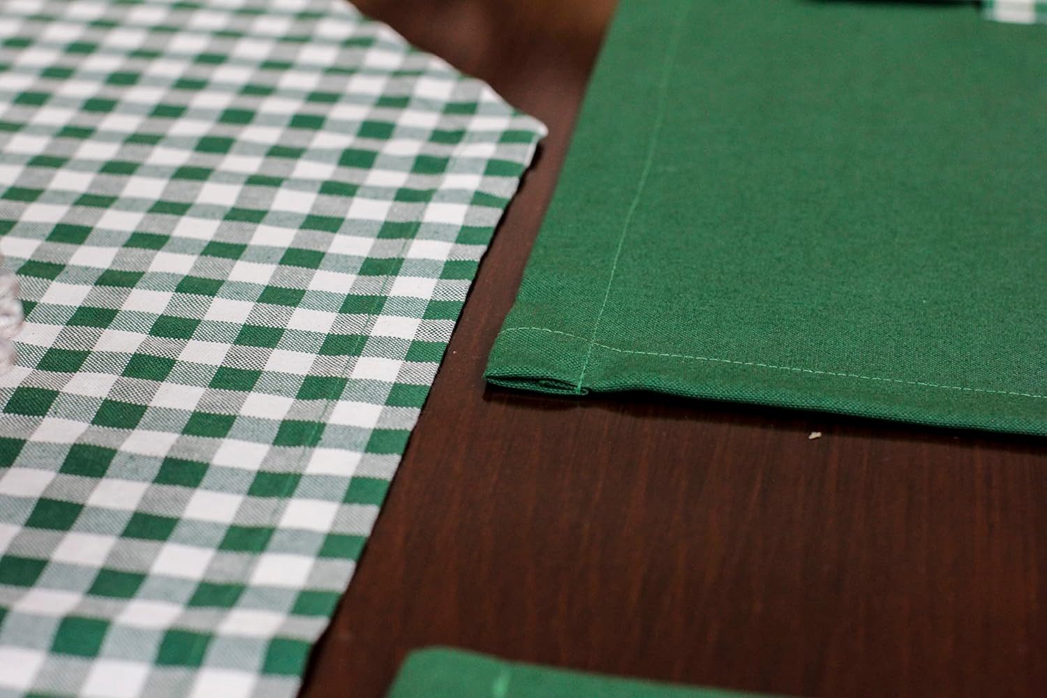 Ekershop Tischläufer und 6 Platz-Matten Set Tischset Platzset Platzdecken Grün Kariert (Kariert)