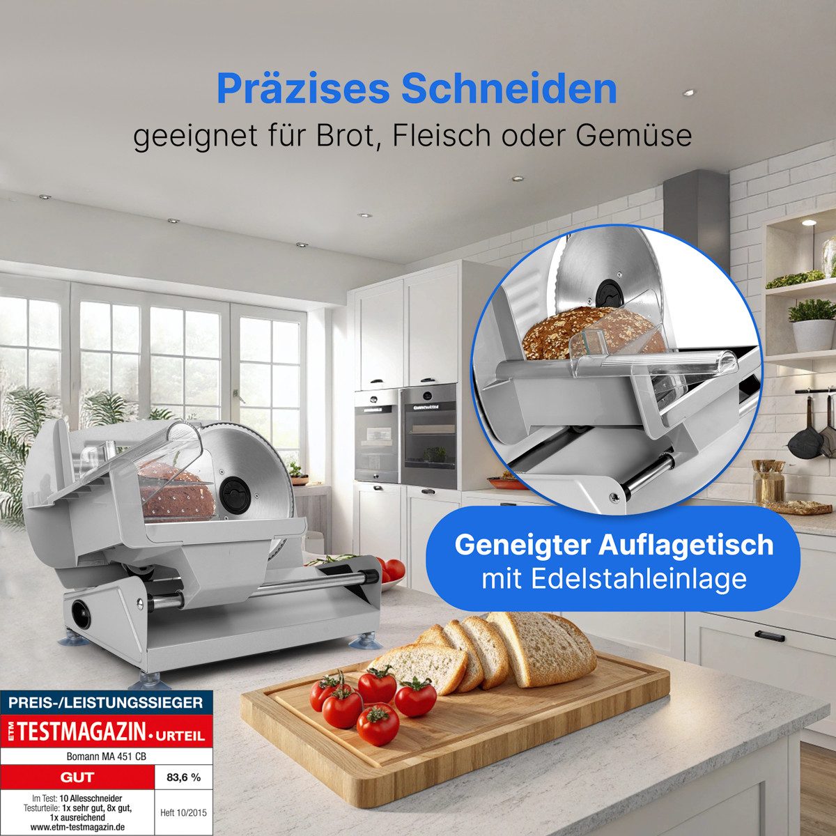 BOMANN Allesschneider MA 451 CB, mit großem Edelstahlmesser (190 mm), 150 W