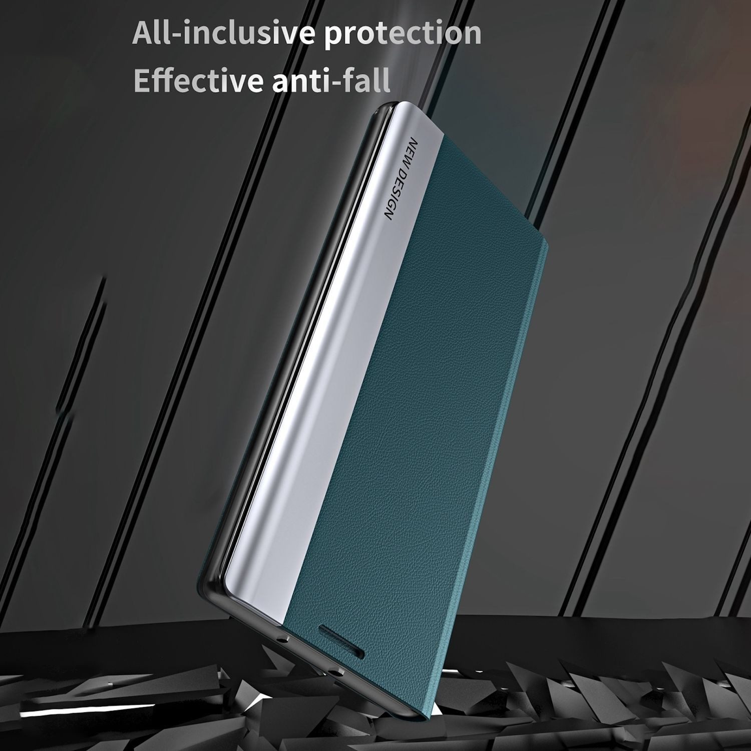 Wigento Smartphone-Hülle Für Xiaomi Redmi Note 14 Pro Plus 5G Electroplated Kunstleder Hülle, Seiten-Elektroplattierung, Flip-Stand, Adsorptionsfunktion