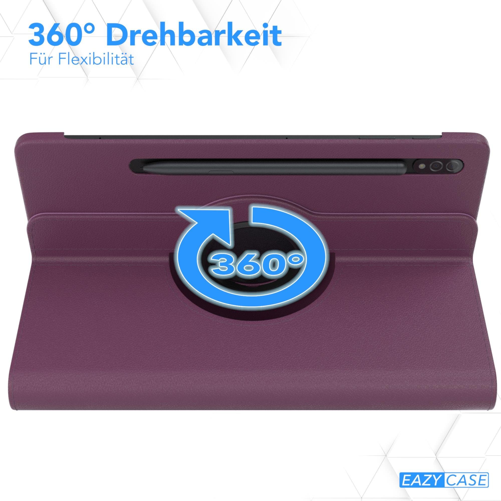 EAZY CASE Tablet-Hülle Rotation Case für Samsung Galaxy Tab S7 / Tab S8 11 Zoll, Tablet-Hülle Bookstyle Case Fullcover Schutz Tasche Stehfunktion Lila