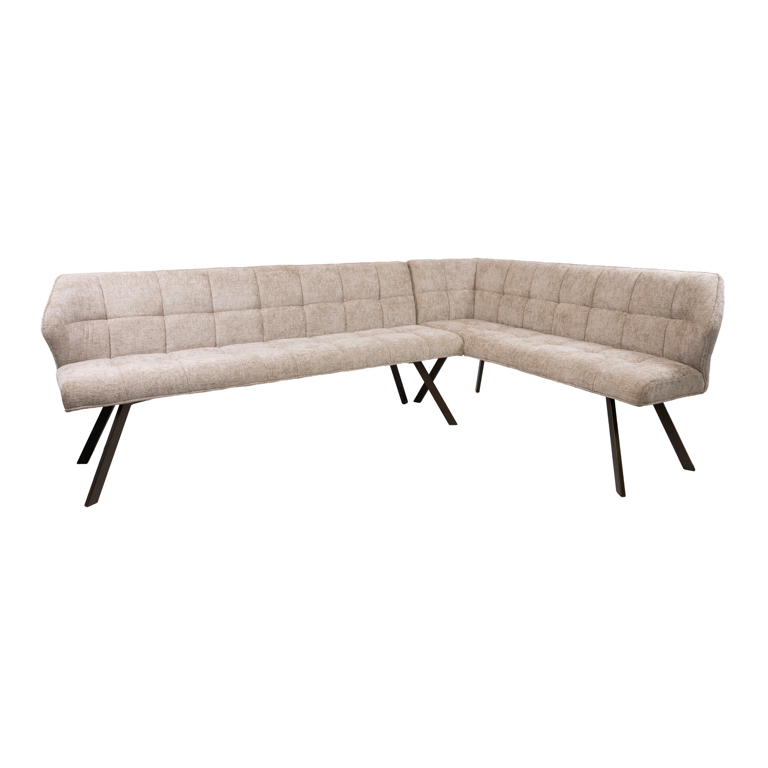 LEVEN Lifestyle Eckbank Polsterbank RIGO Sitzecke gepolstert Farbe Sand, frei im Raum stellbar - Abmessungen 242 x 165 cm