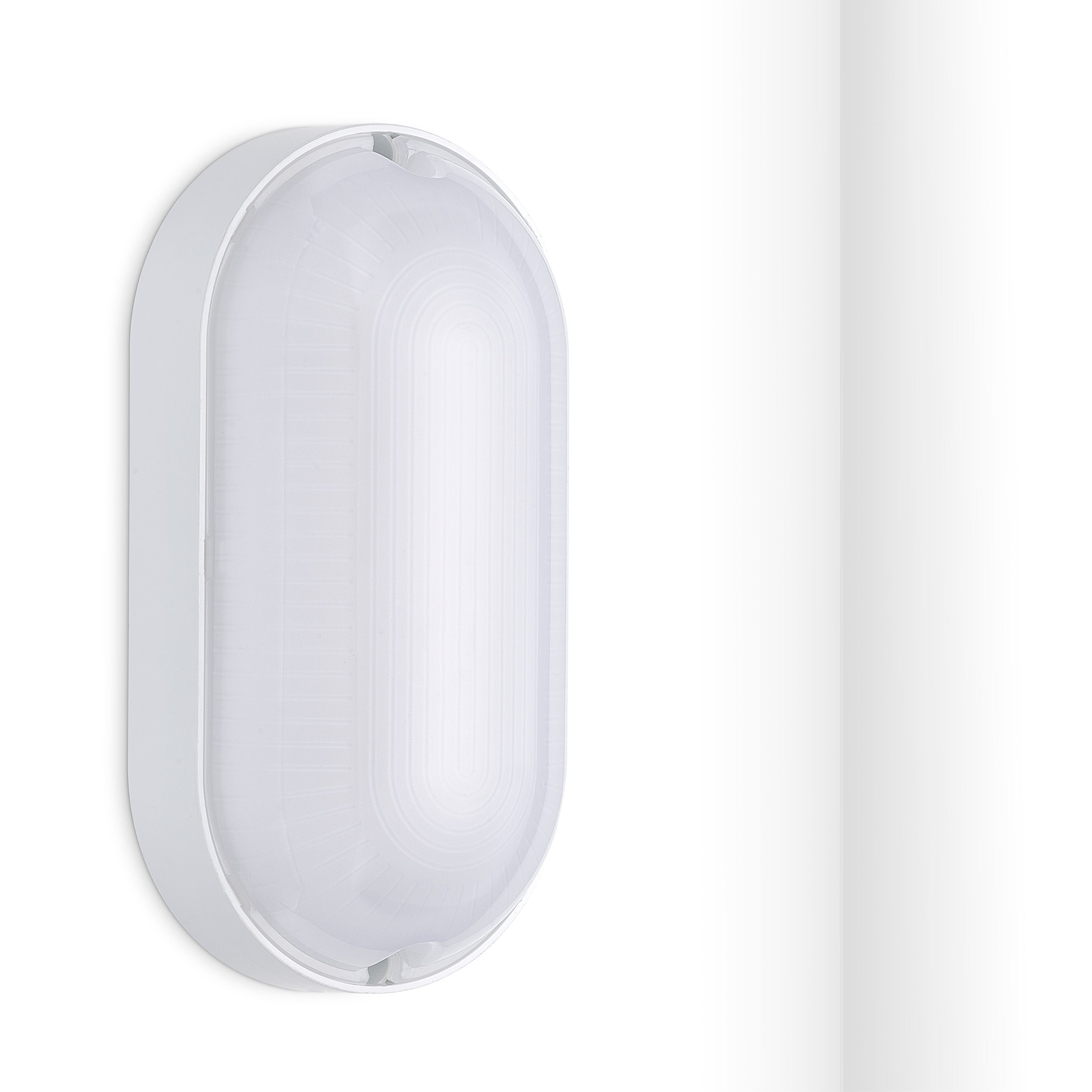 Oktaplex lighting LED Deckenleuchte Base Ovalleuchte IP65, 9W 800lm, LED fest verbaut, Neutralweiß, LED Ovalleuchte weiß Kellerleuchte Kellerlampe