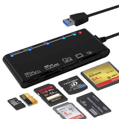 GelldG Speicherkartenleser Kartenleser USB 3.0, 7-in-1-Speicherkartenleser, USB 3.0 (5 Gbps)