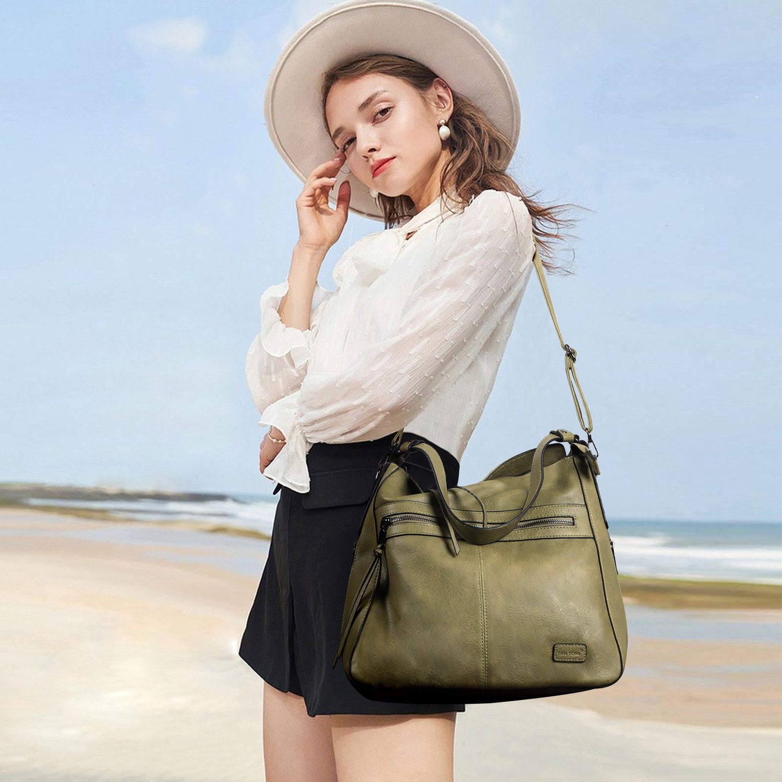 TAN.TOMI Schultertasche Damen Schultertasche Groß Shopper Handtasche, Synth günstig online kaufen