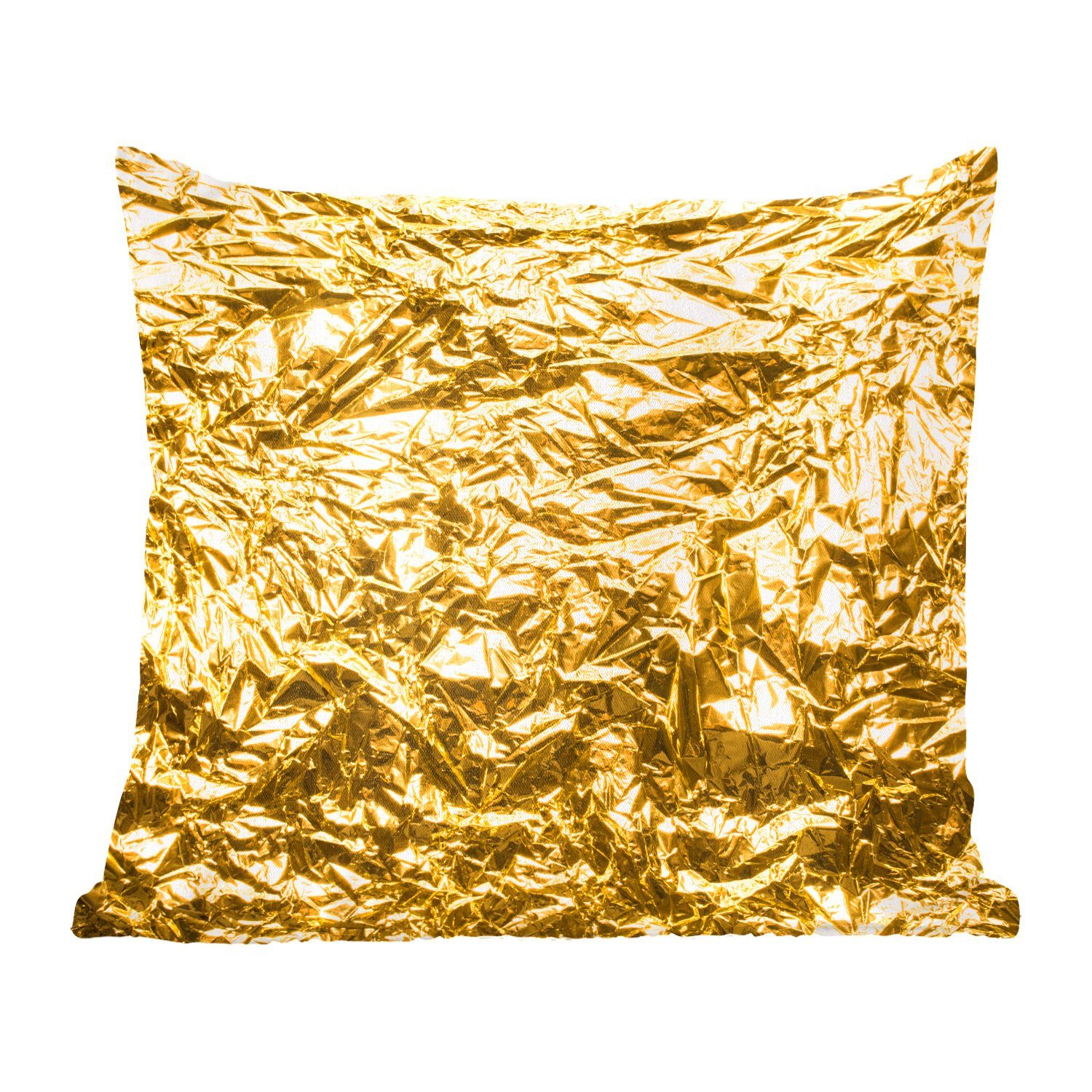 MuchoWow Dekokissen Goldfolie mit faltiger Textur, Zierkissen mit Füllung für Wohzimmer, Schlafzimmer, Deko, Sofakissen