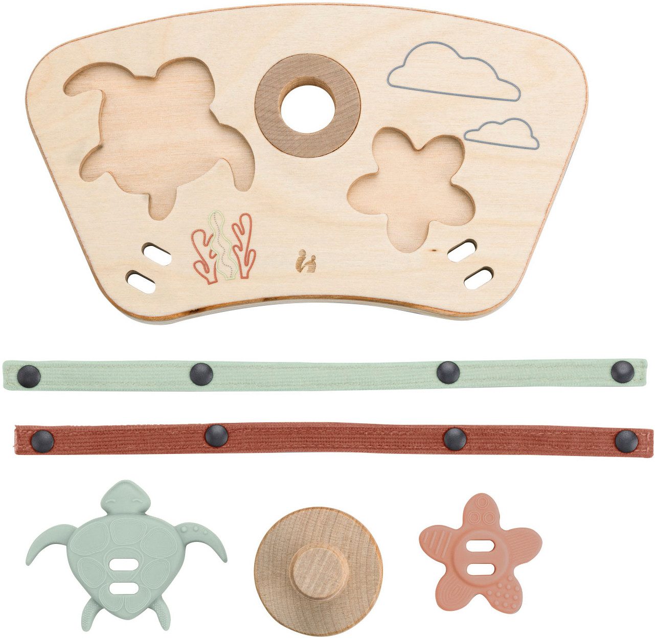 Hauck Puzzle Play Puzzling S, Turtle & Flower, Puzzleteile, aus Holz; für Hauck Play Tray