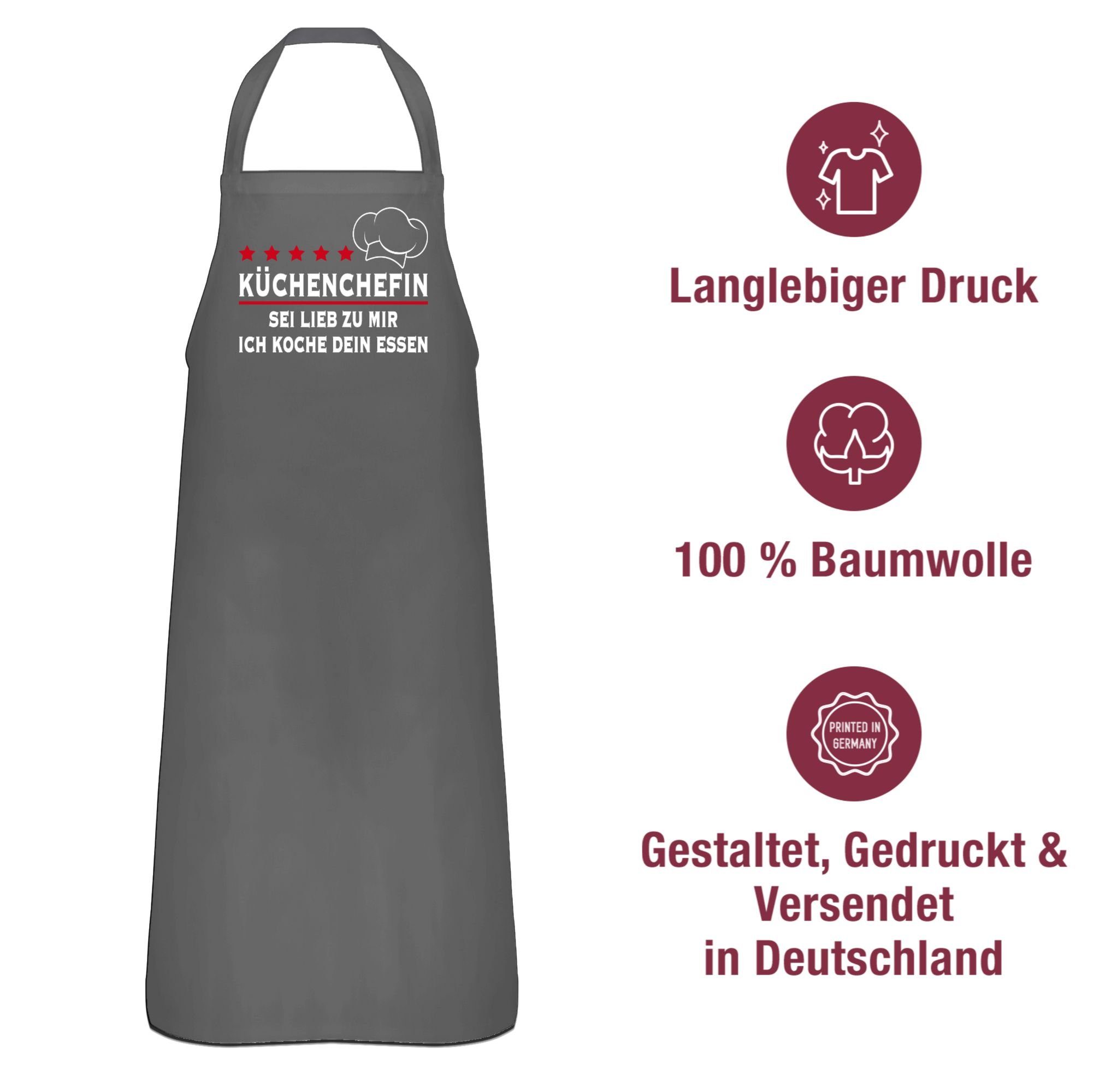 Shirtracer Kochschürze Küchenchefin Sei lieb zu mir ich koche dein Essen I Geschenk Köchin, (1-tlg), Kochschürze Damen Frauen – Bild 4 von 4