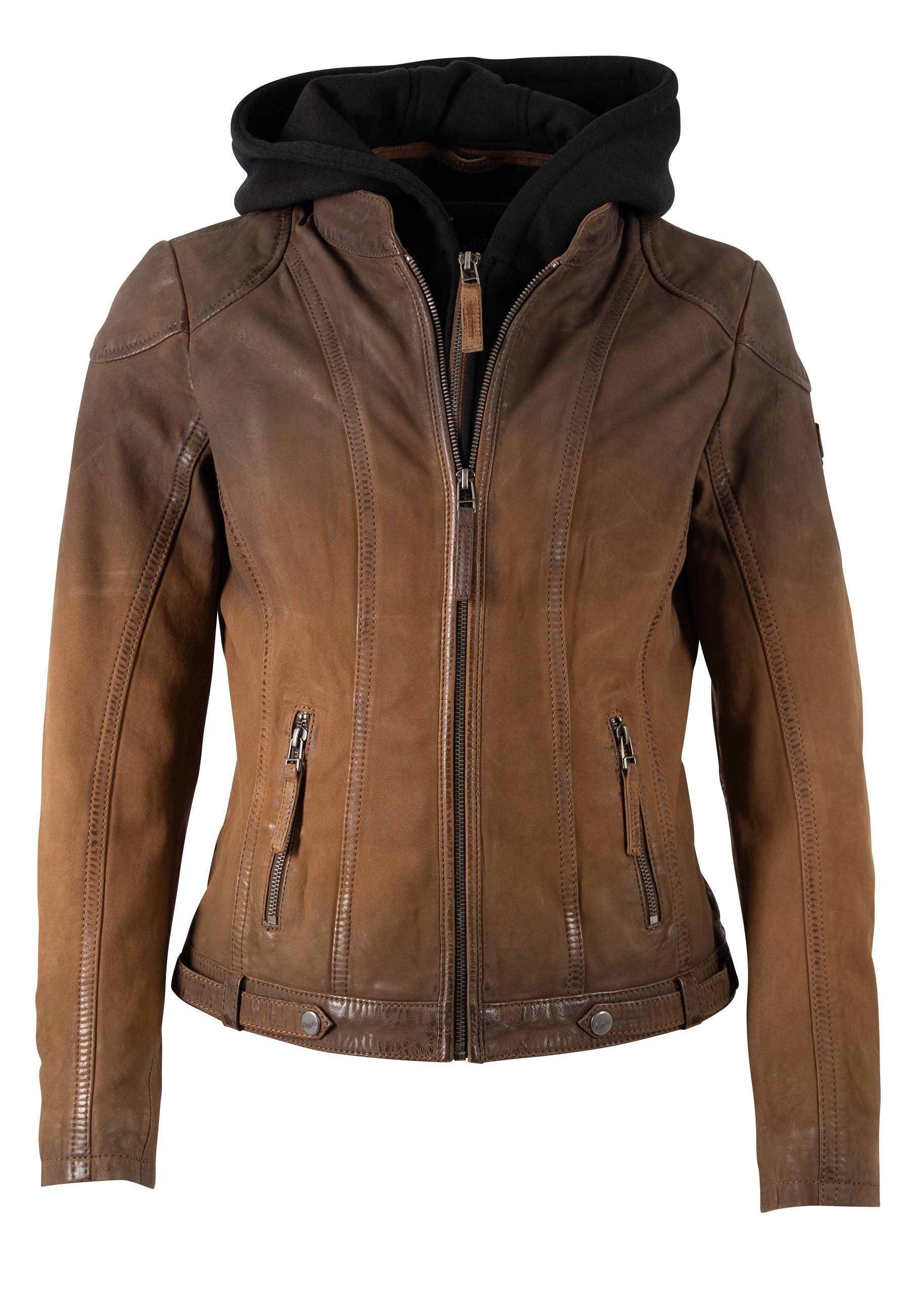 Mauritius Lederjacke MWKesha OT mit abnehmbarer Jerseykapuze