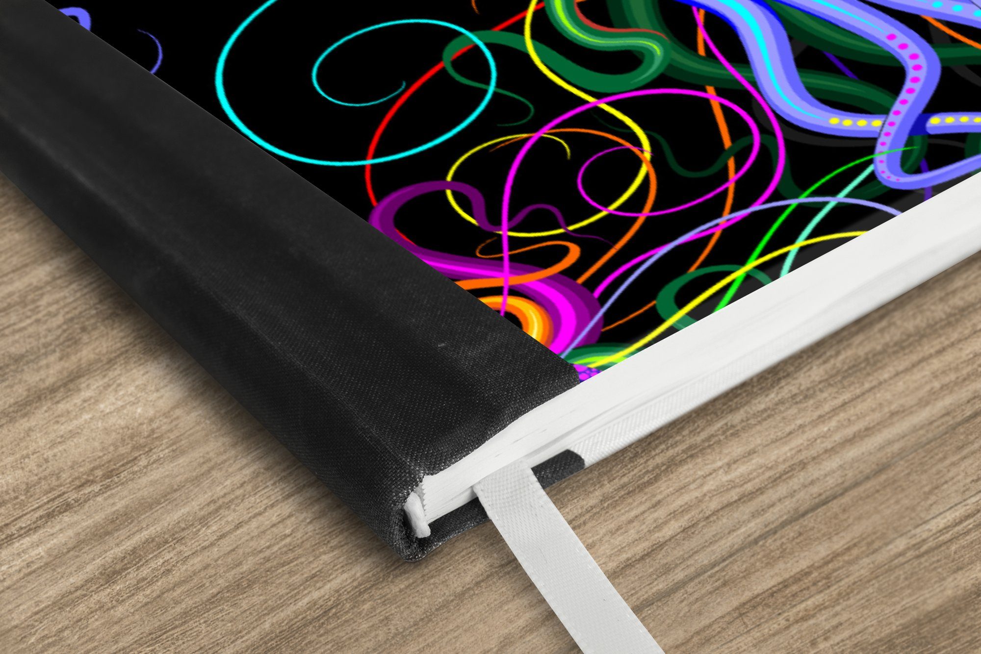 Abstrakt Muster, Neon - Notizbuch Tagebuch, - A5, Merkzettel, - Seiten, Oktopus - 98 MuchoWow Haushaltsbuch Notizheft, Journal, Regenbogen