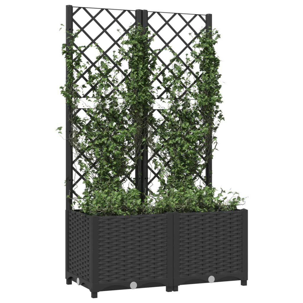 vidaXL Rankgitter 80 x 40 x 136 cm Pflanzkübel mit Spalier Schwarz 80x40x136 cm Kunststo