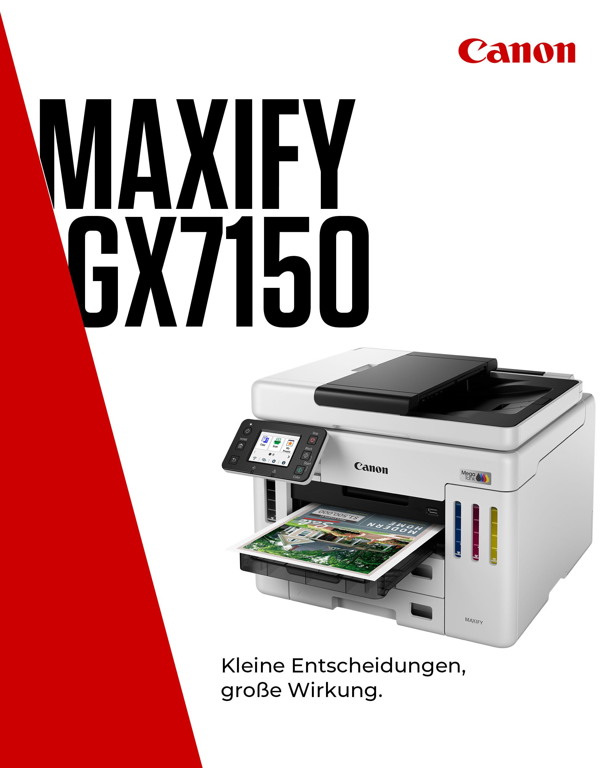 Canon MAXIFY GX7150 Multifunktionsdrucker, (LAN (Ethernet), WLAN (Wi-Fi), 4in1 Tintenstrahl-Multifunktionsgerät mit ADF / niedrigen Druckkosten)