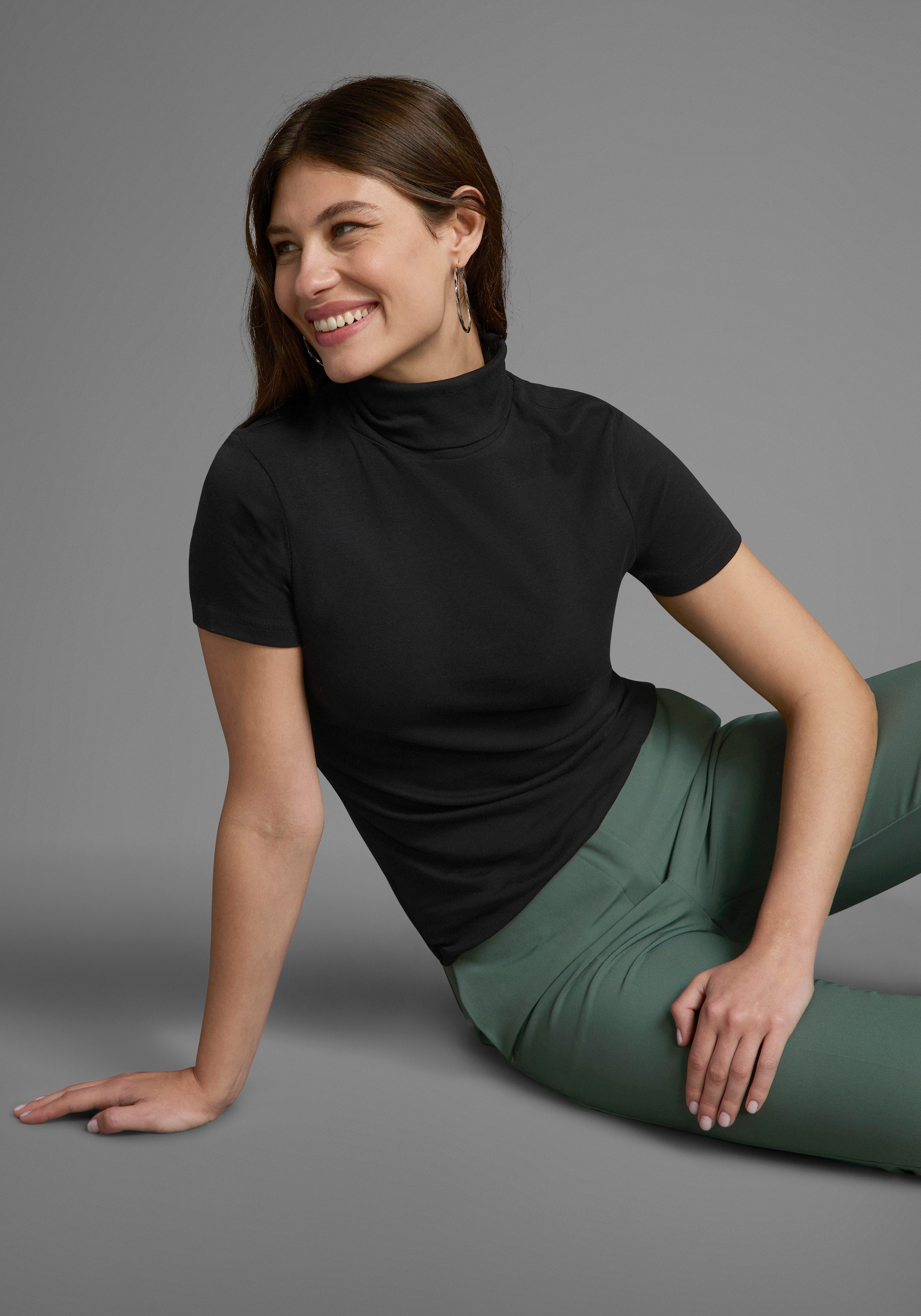 Flashlights Rollkragenshirt figurbetont, Basic-Stil, Rollkragen, aus 100% Baumwolle, elastisch