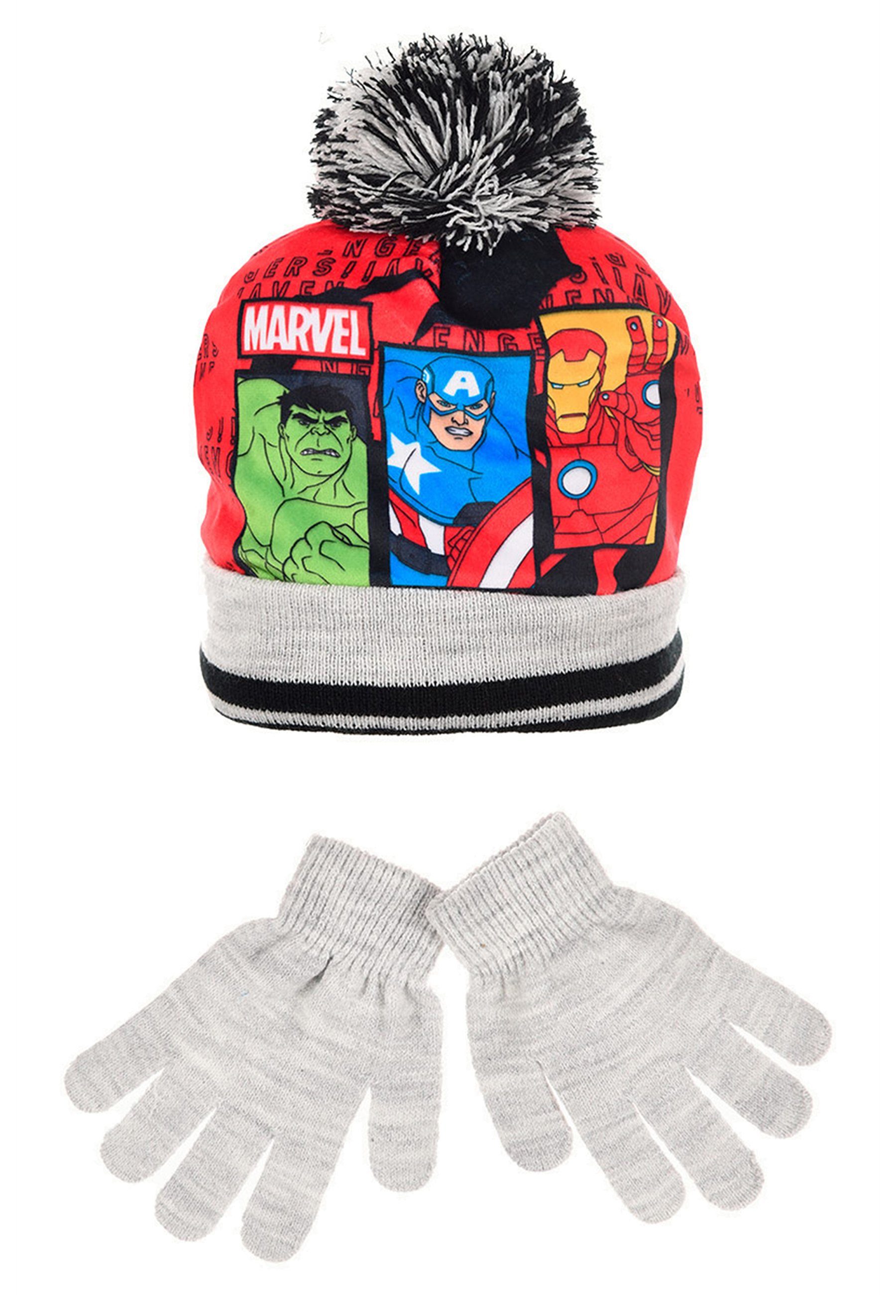 The AVENGERS Mütze & Schal Kinder Jungen Winter-Set Mütze Handschuhe (SET, 2-tlg)