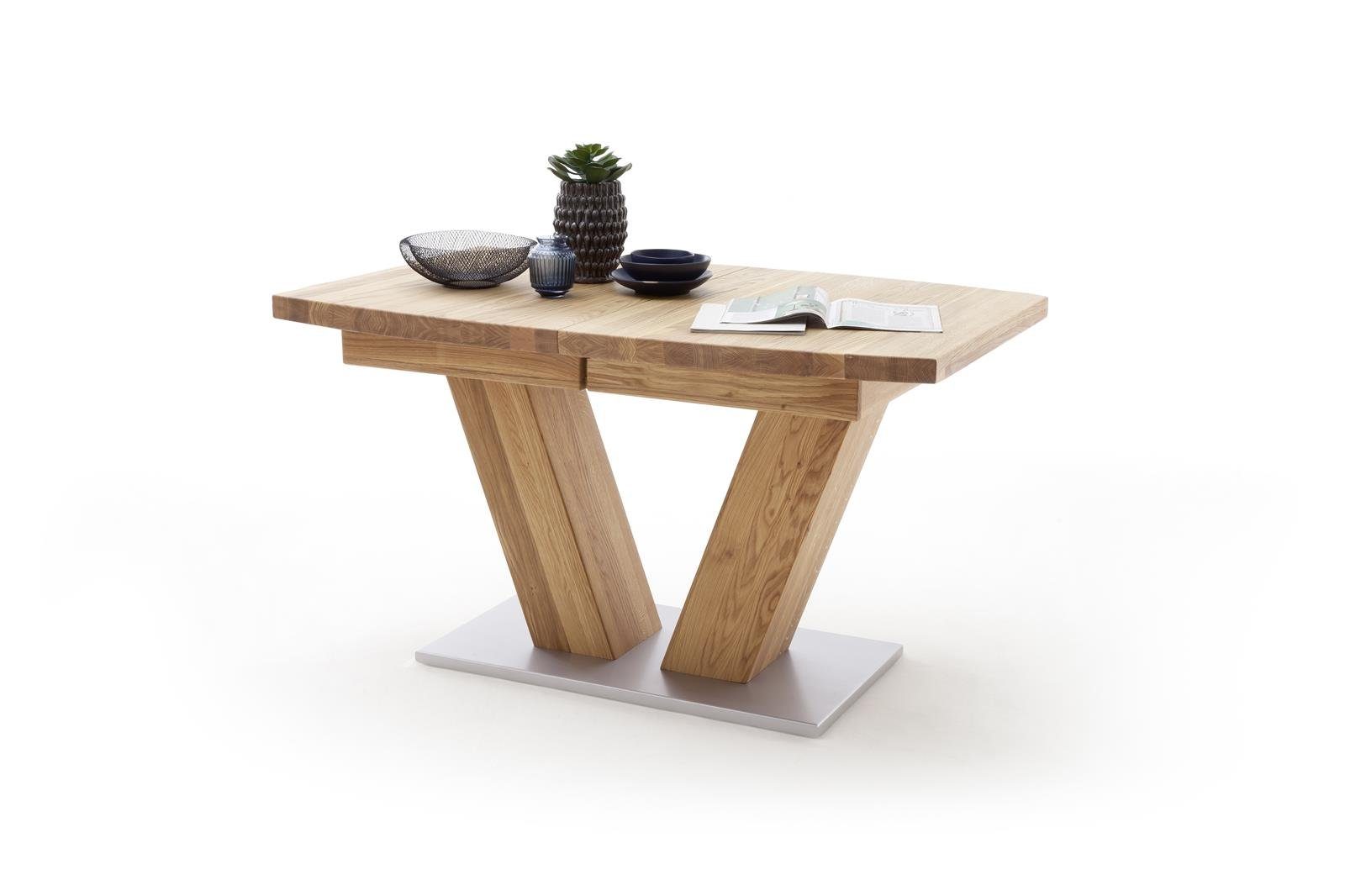 möbelando Esstisch MANAGUA, MENDOZA, Esstisch in Bootsform FSC®-zertifizierten Massivholz Wildeiche geölt mit Synchronauszug 140-180-220 cm mit 2 innenliegenden Einlegeplatten je 40 cm