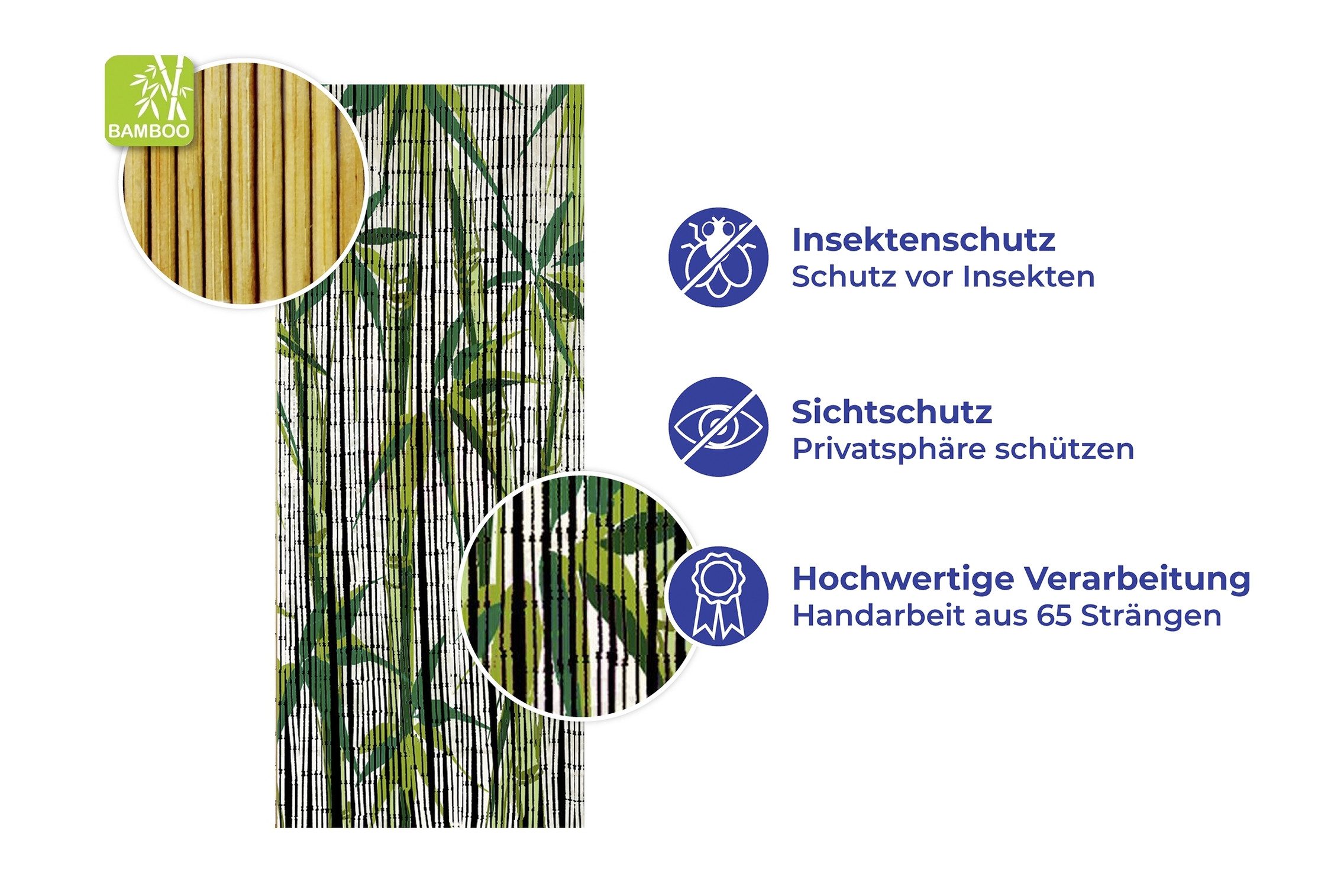 Maximex Türvorhang Modell Bamboo (1 St), Hakenaufhängung, abdunkelnd, Insekten- und Sichtschutz aus Bambus, für Balkon oder Terrasse