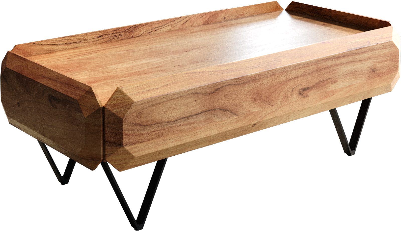 DELIFE Couchtisch Kiano, Akazie Natur 100x50 günstig online kaufen