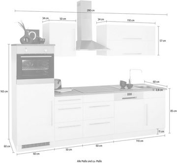 Kochstation Küchenzeile KS-Samos, ohne E-Geräte, Breite 280 cm