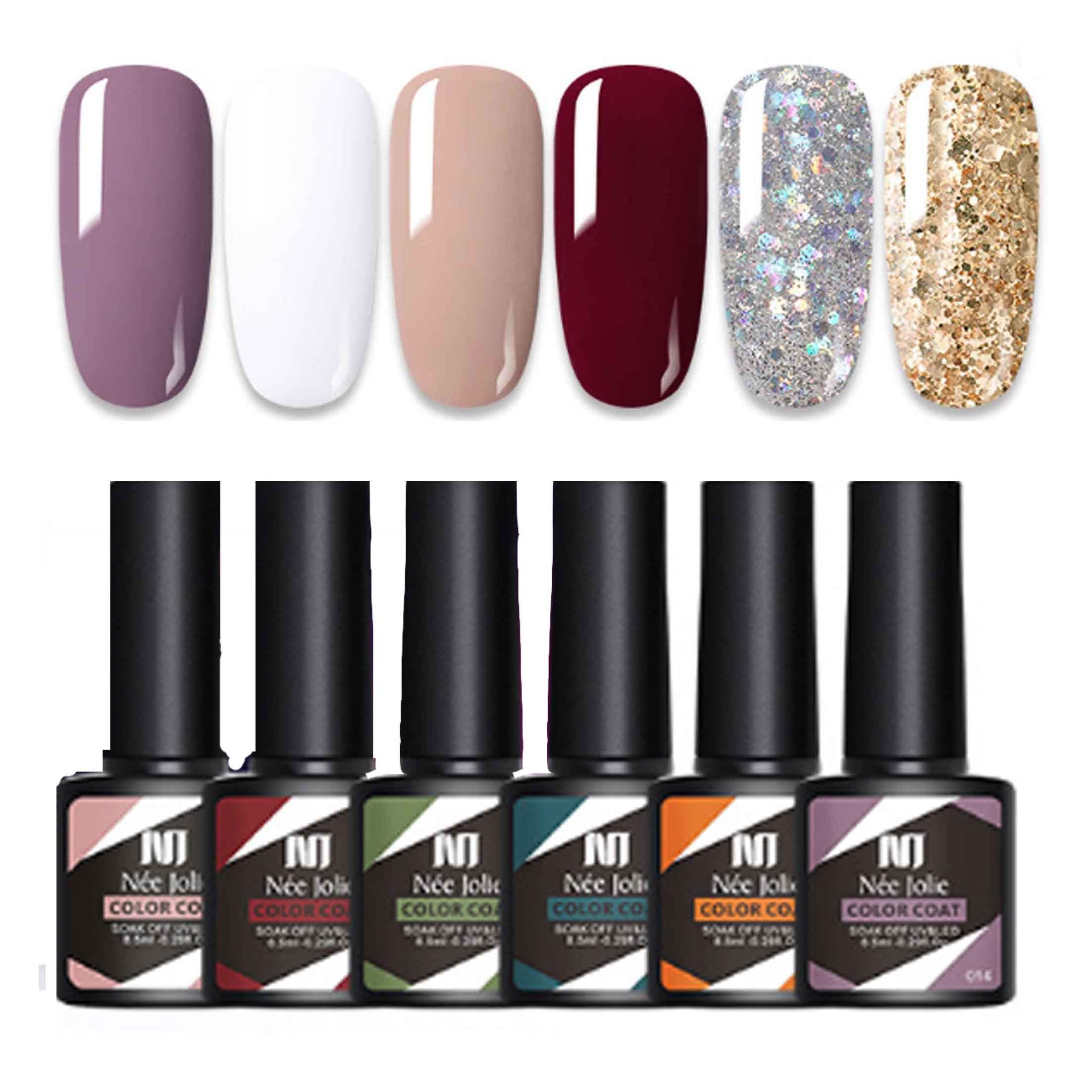KINSI UV-Nagellack-Set Schachtel mit 6 Flaschen Phototherapie-Gel, umweltfreundlich, 8 ml, Hohe Pigmentierung und glattes Finish, sicher und geruchlos