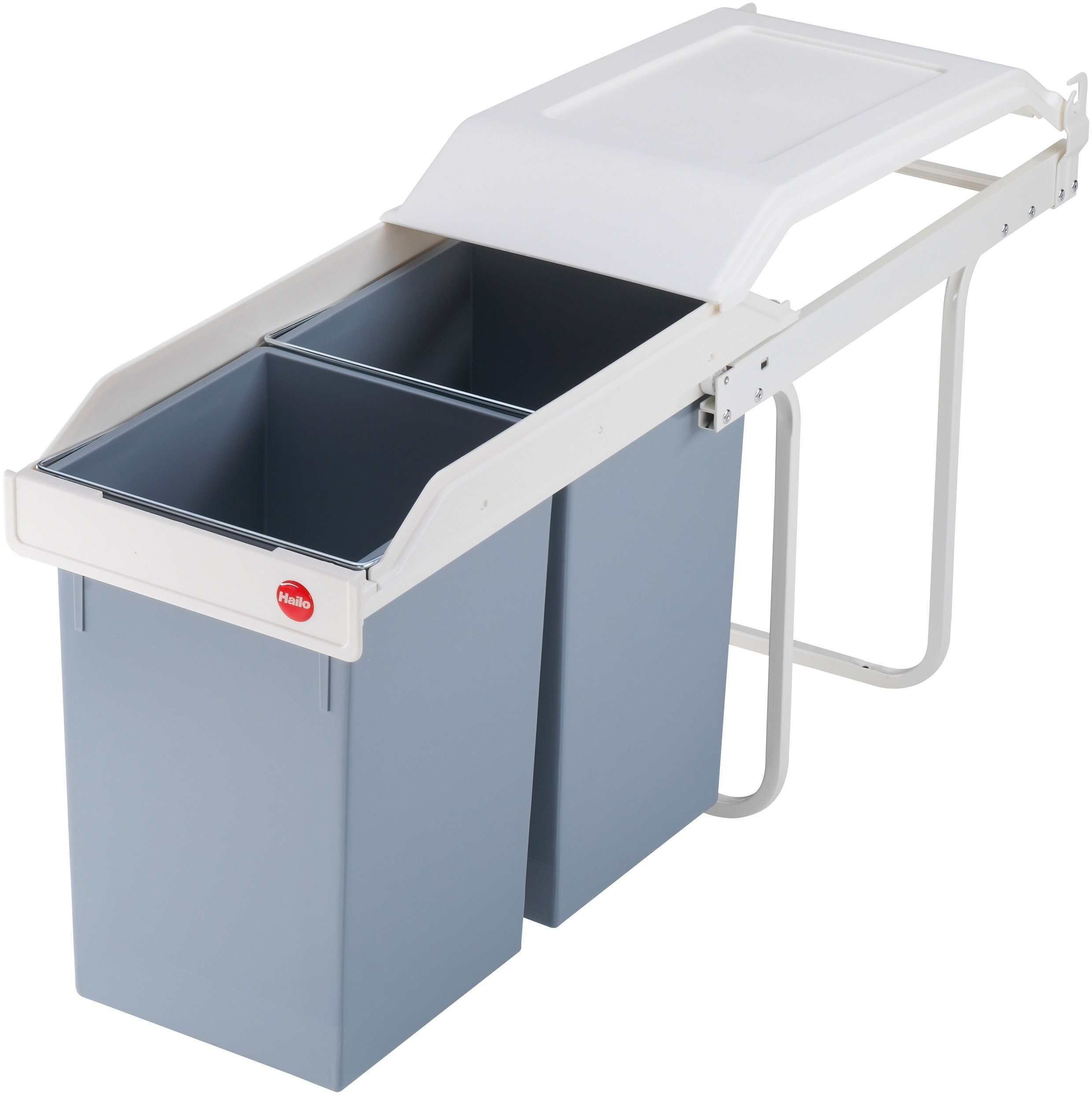 Hailo Einbaumülleimer Multi-Box duo L, 28 Liter, grau, Kunststoff Inneneimer, Made in Germany